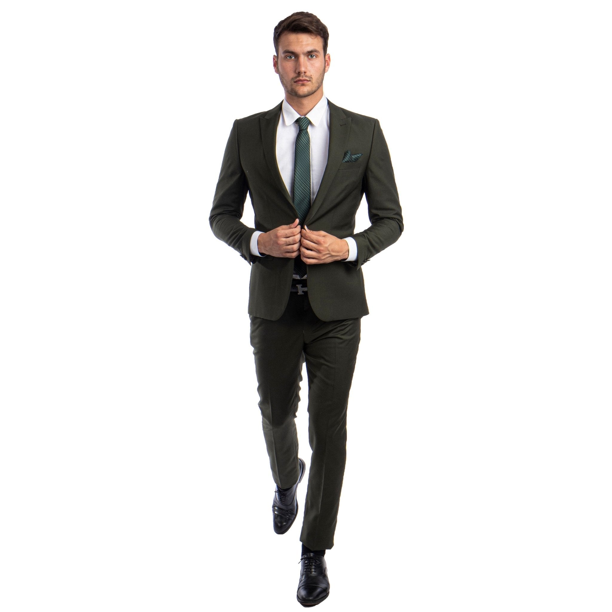 Men's Skinny - Fit 2pc Suit w/ Peak Lapel - Bundle Bus