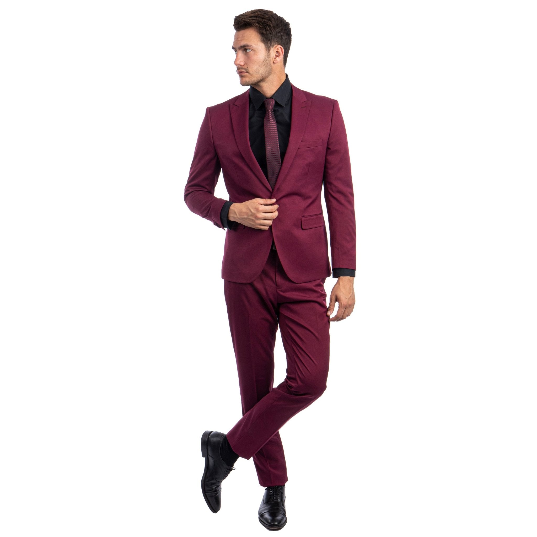 Men's Skinny - Fit 2pc Suit w/ Peak Lapel - Bundle Bus