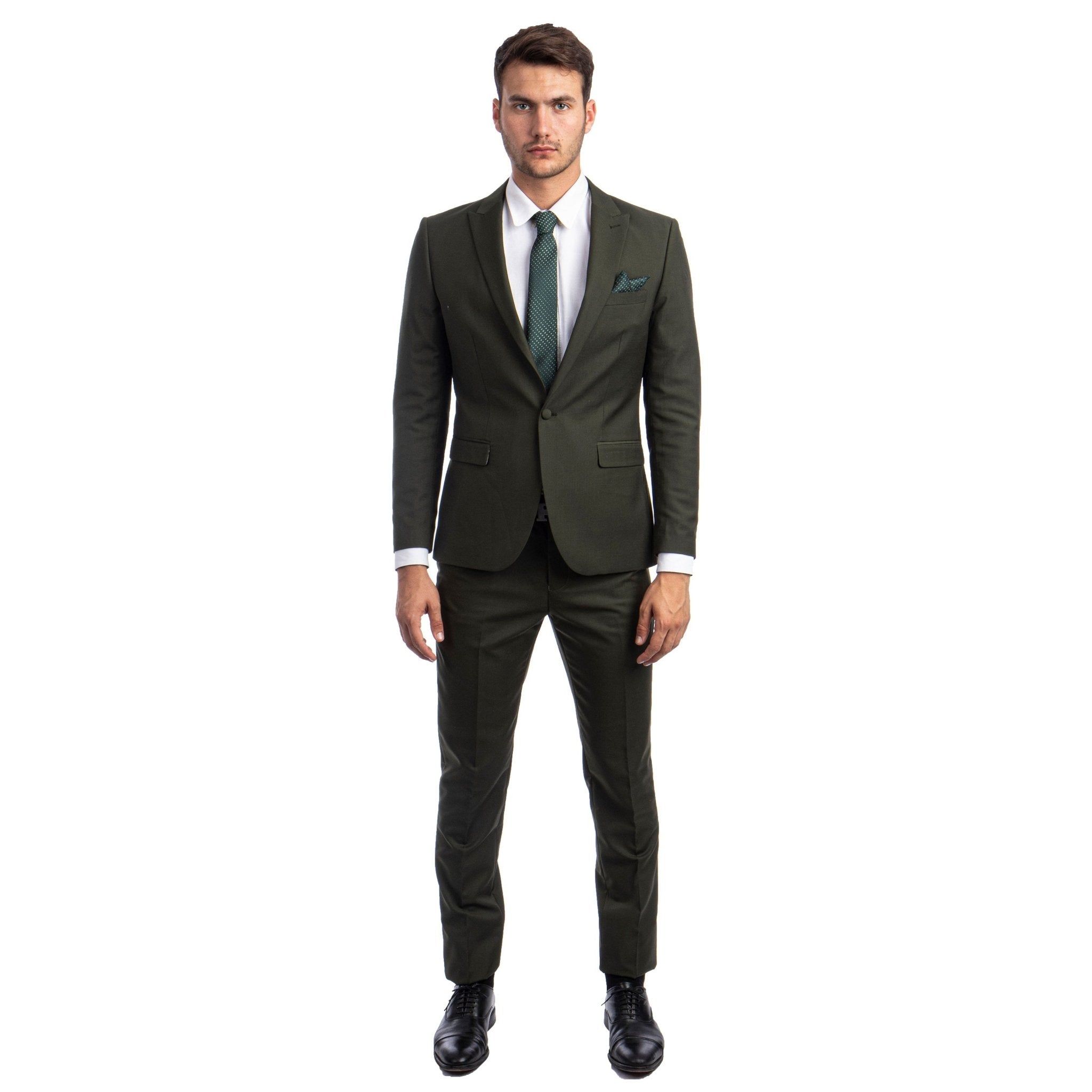 Men's Skinny - Fit 2pc Suit w/ Peak Lapel - Bundle Bus