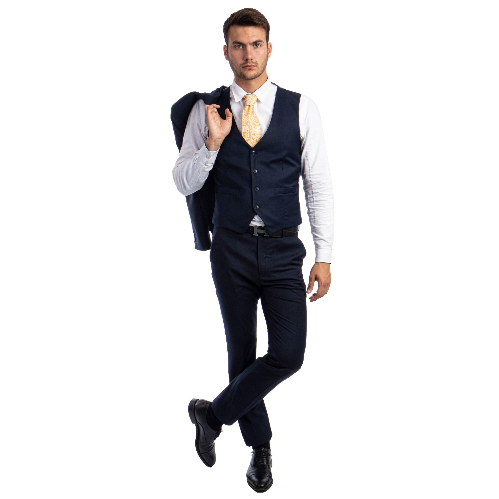 Men's Skinny - Fit Solid 3pc Suit - Bundle Bus