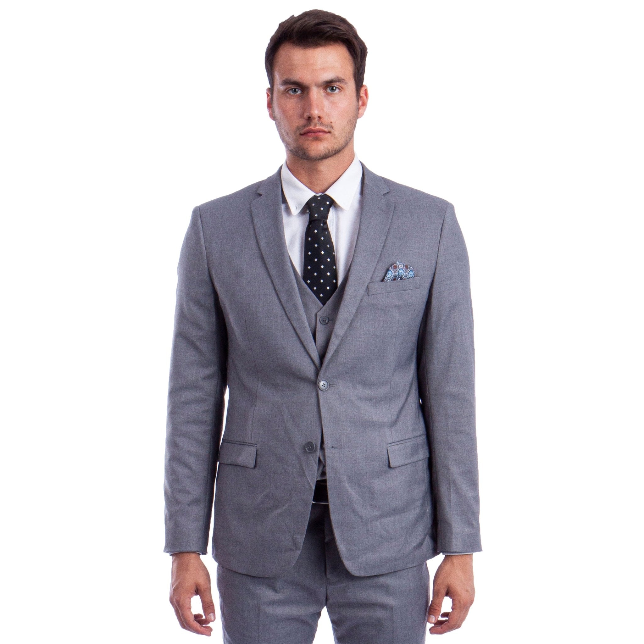 Men's Skinny - Fit Solid 3pc Suit - Bundle Bus