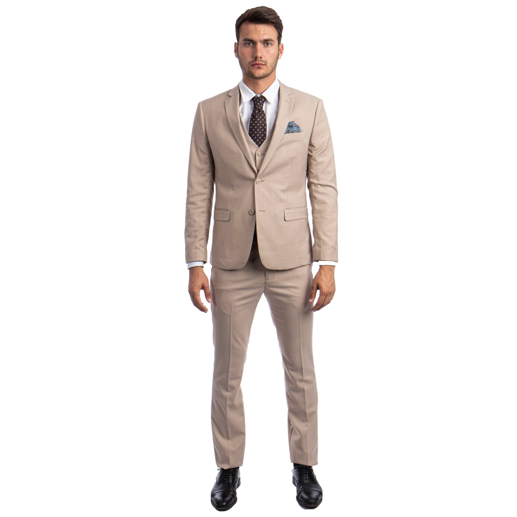 Men's Skinny - Fit Solid 3pc Suit - Bundle Bus