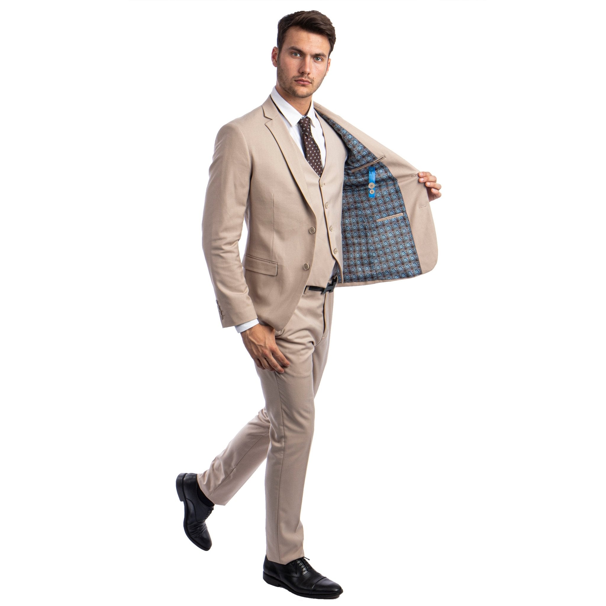 Men's Skinny - Fit Solid 3pc Suit - Bundle Bus