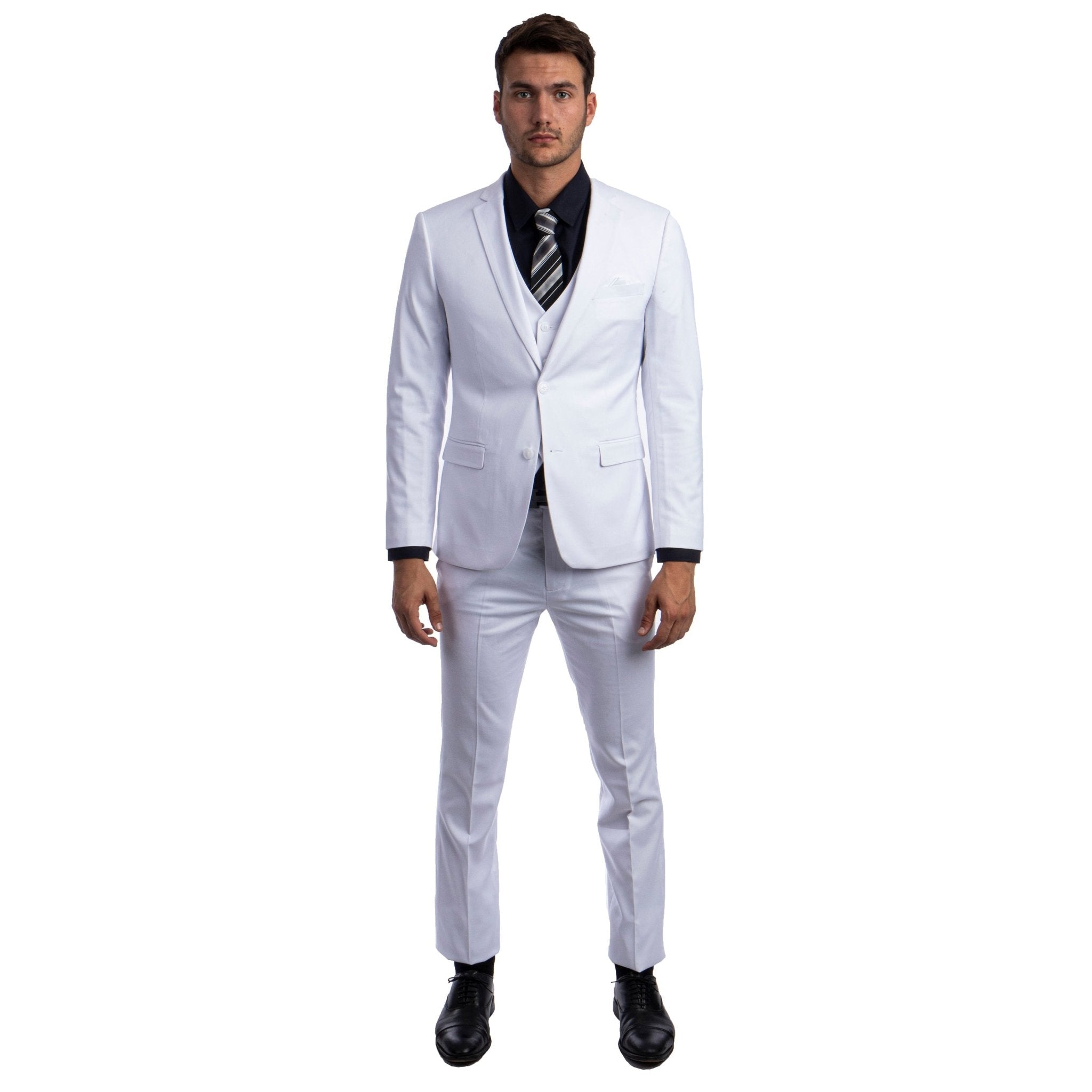 Men's Skinny - Fit Solid 3pc Suit - Bundle Bus
