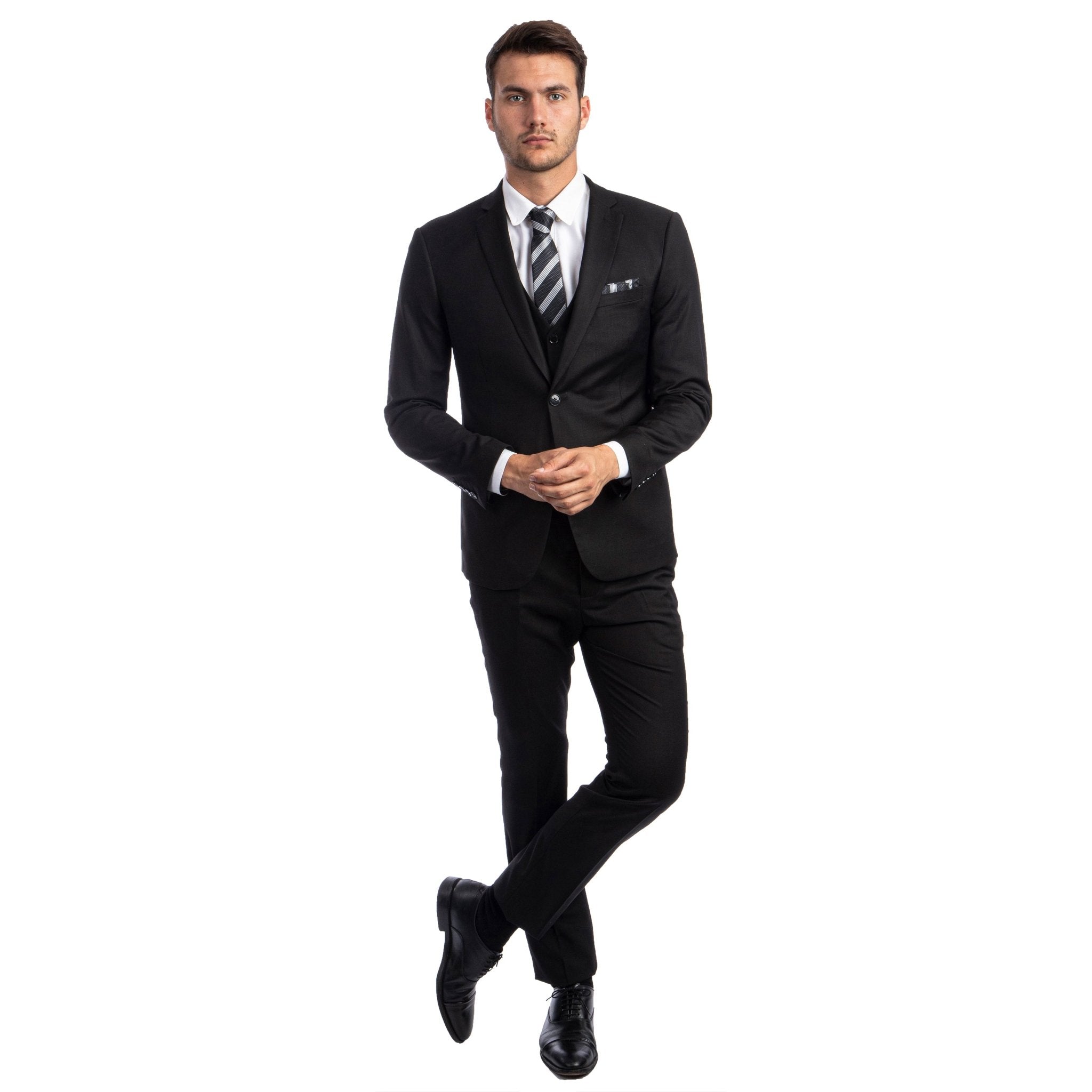 Men's Skinny - Fit Solid 3pc Suit - Bundle Bus