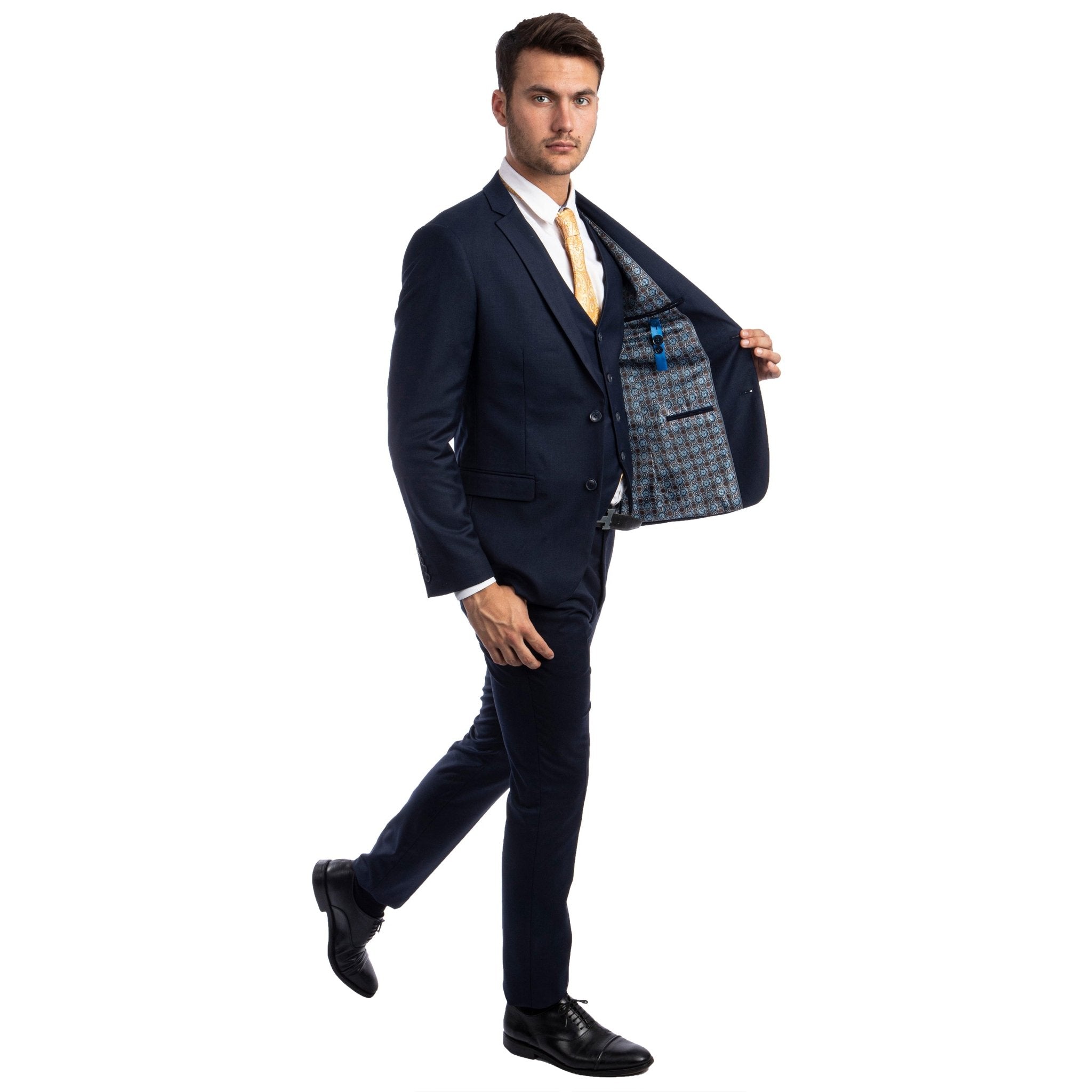 Men's Skinny - Fit Solid 3pc Suit - Bundle Bus