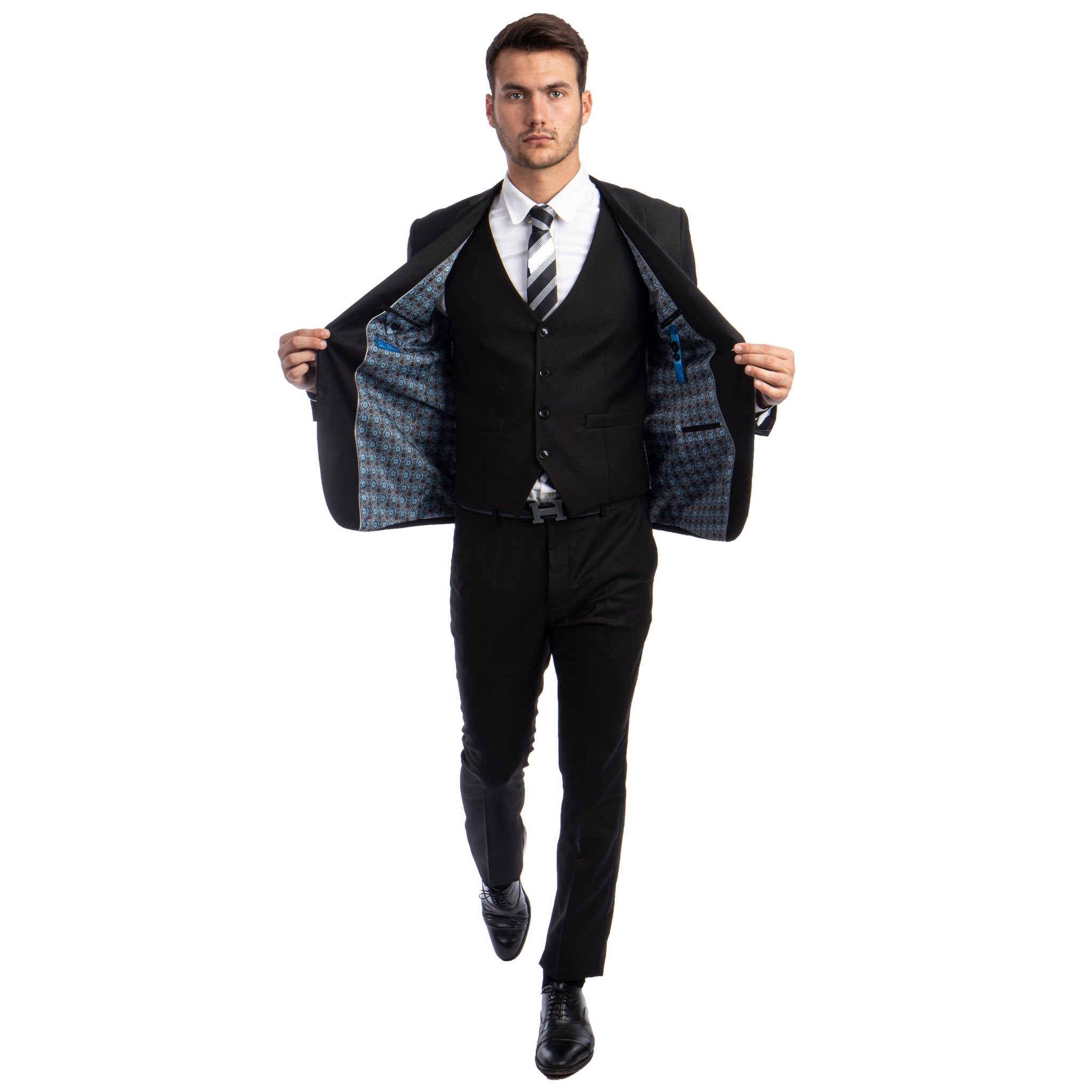 Men's Skinny - Fit Solid 3pc Suit - Bundle Bus