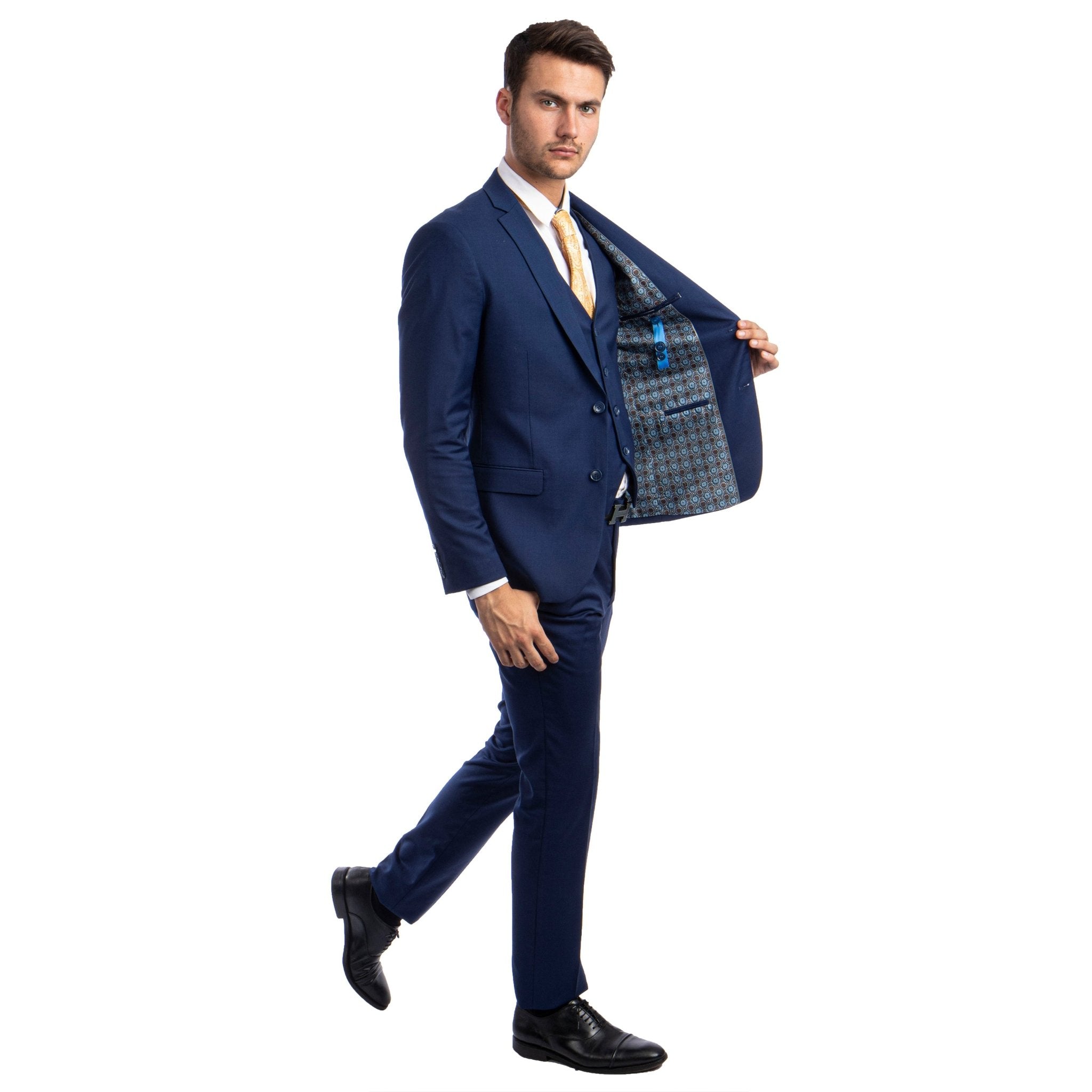 Men's Skinny - Fit Solid 3pc Suit - Bundle Bus