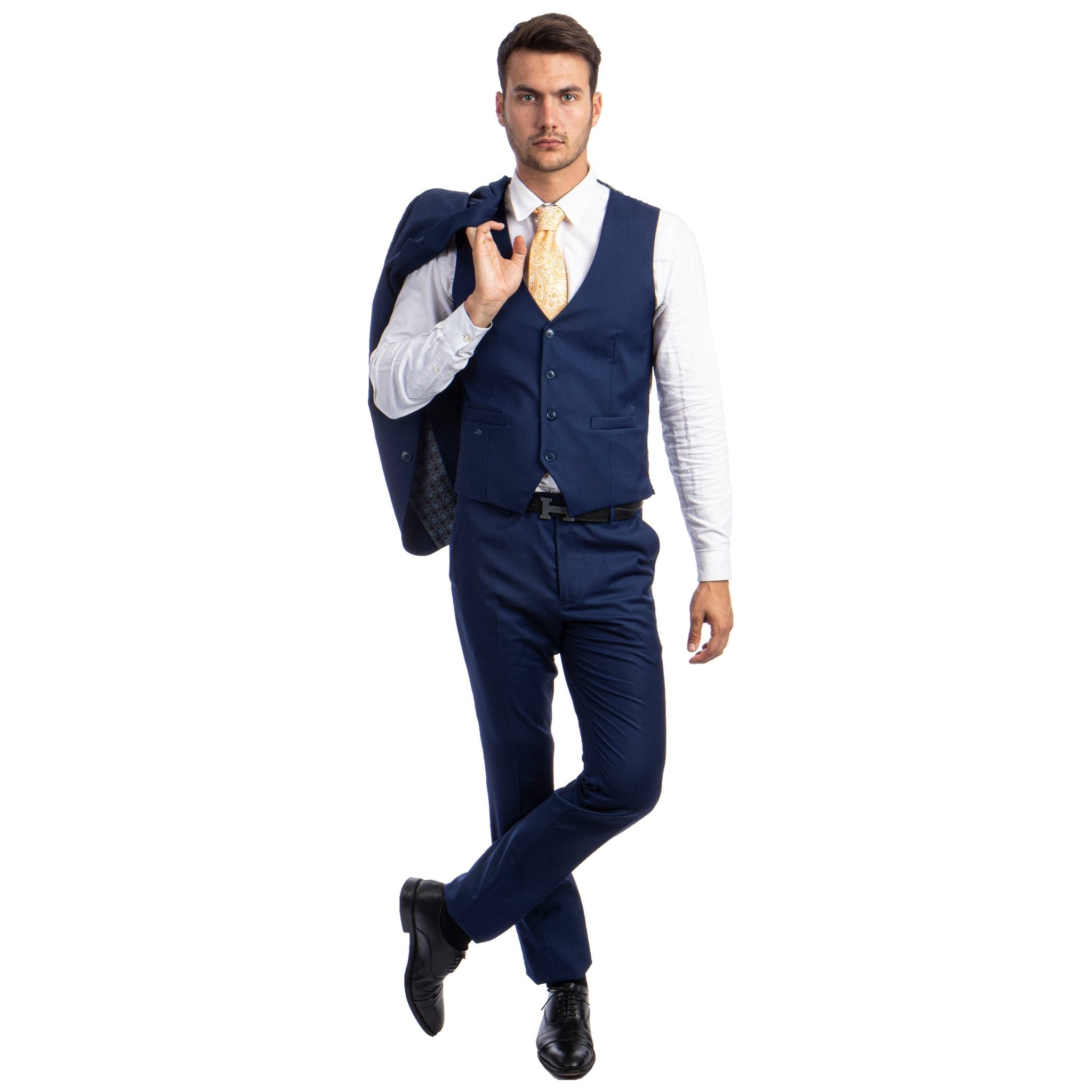 Men's Skinny - Fit Solid 3pc Suit - Bundle Bus