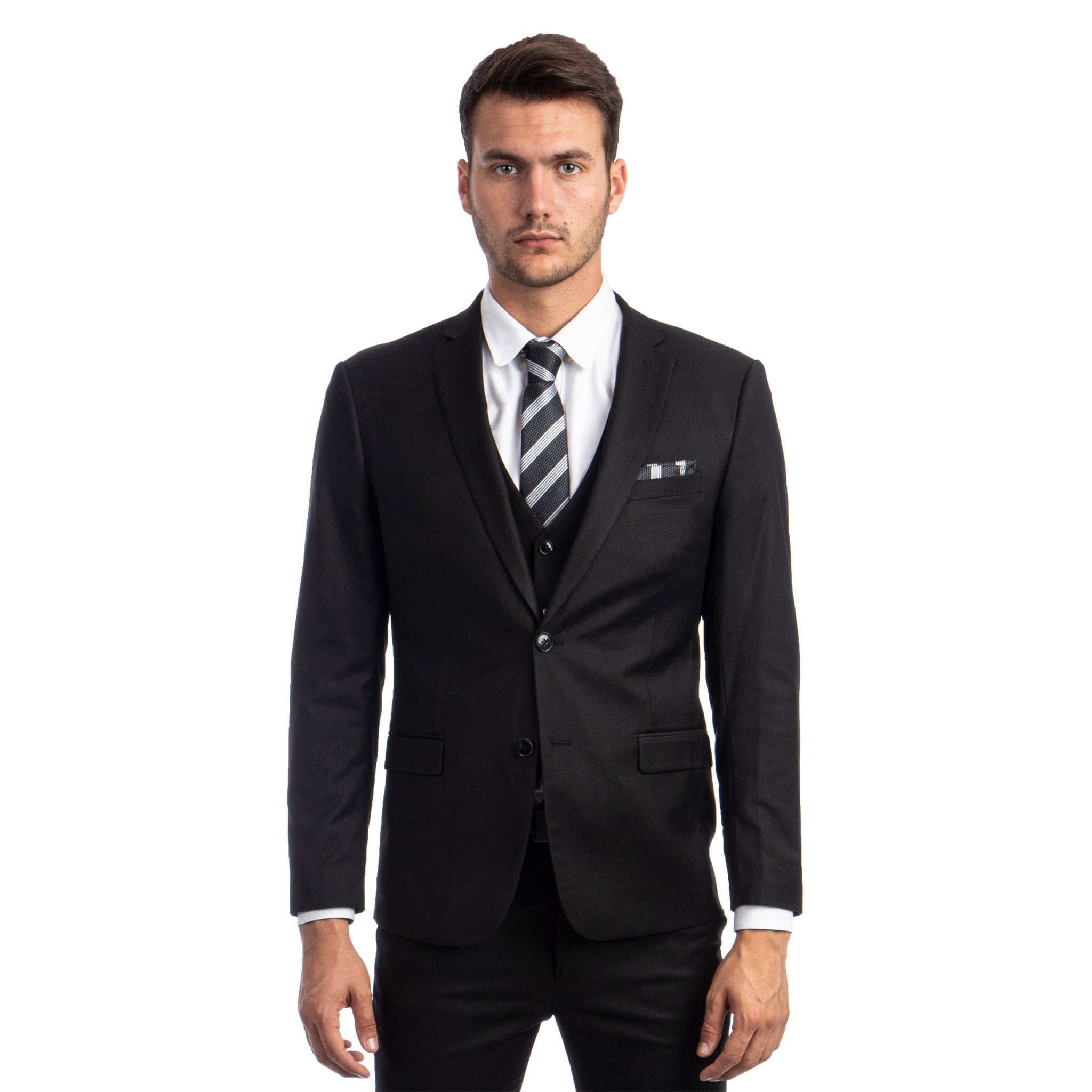 Men's Skinny - Fit Solid 3pc Suit - Bundle Bus