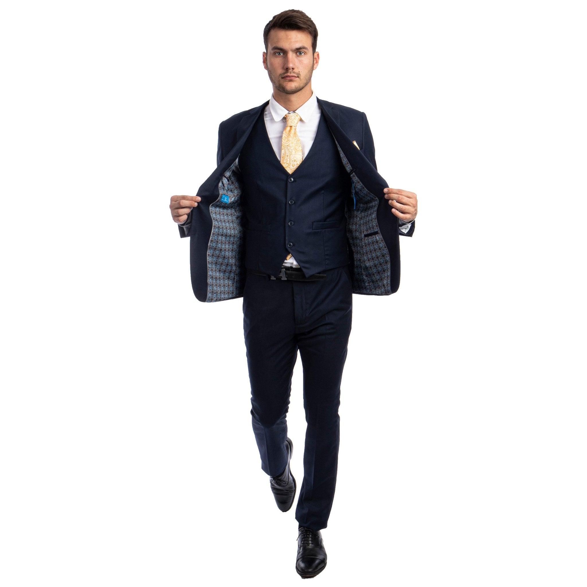 Men's Skinny - Fit Solid 3pc Suit - Bundle Bus