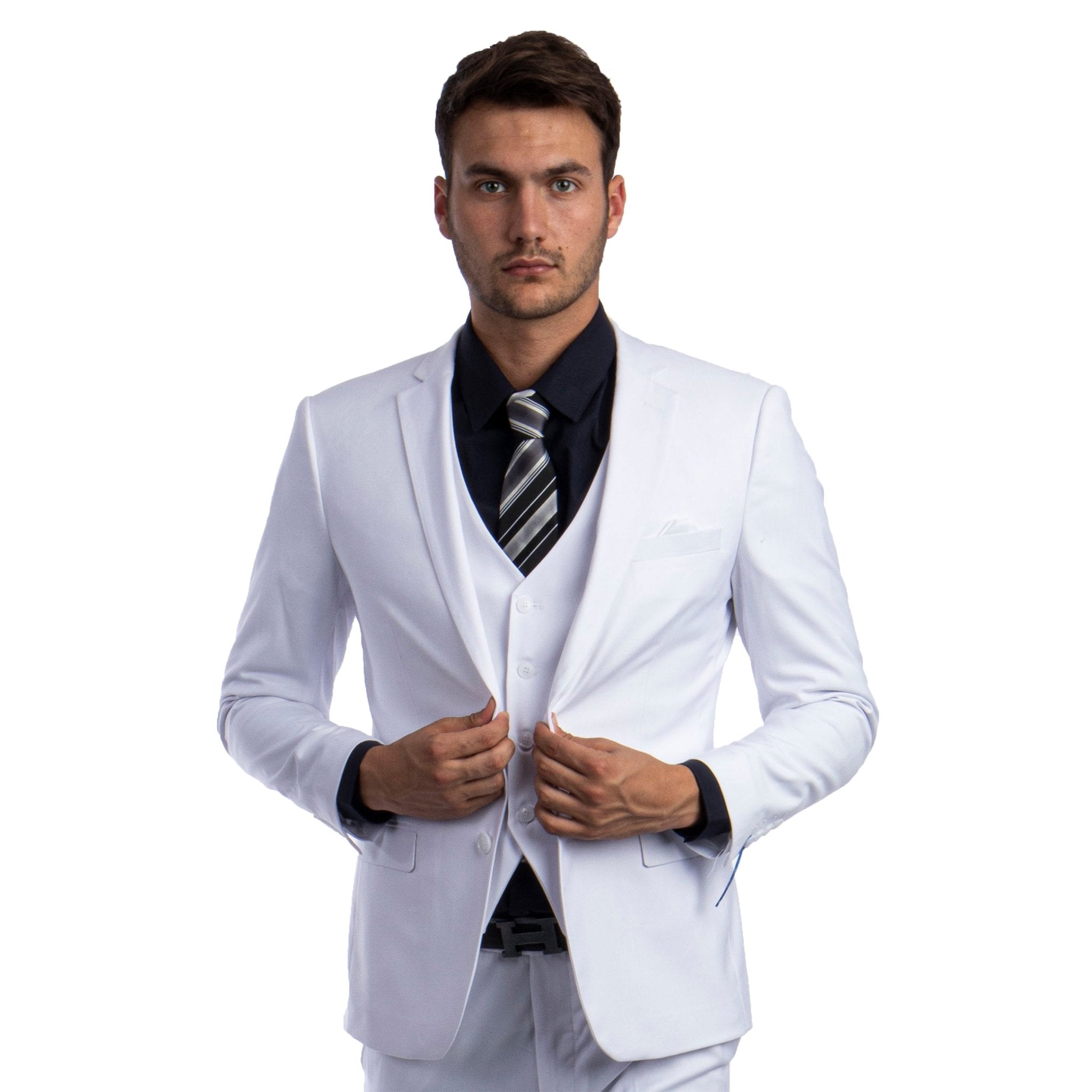 Men's Skinny - Fit Solid 3pc Suit - Bundle Bus