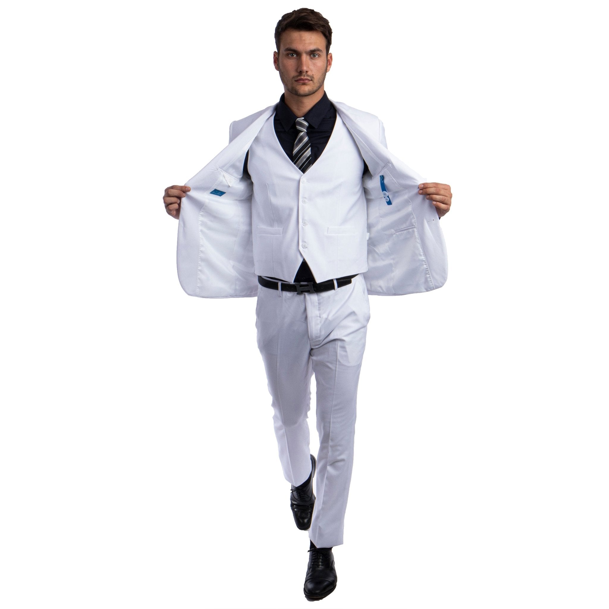 Men's Skinny - Fit Solid 3pc Suit - Bundle Bus