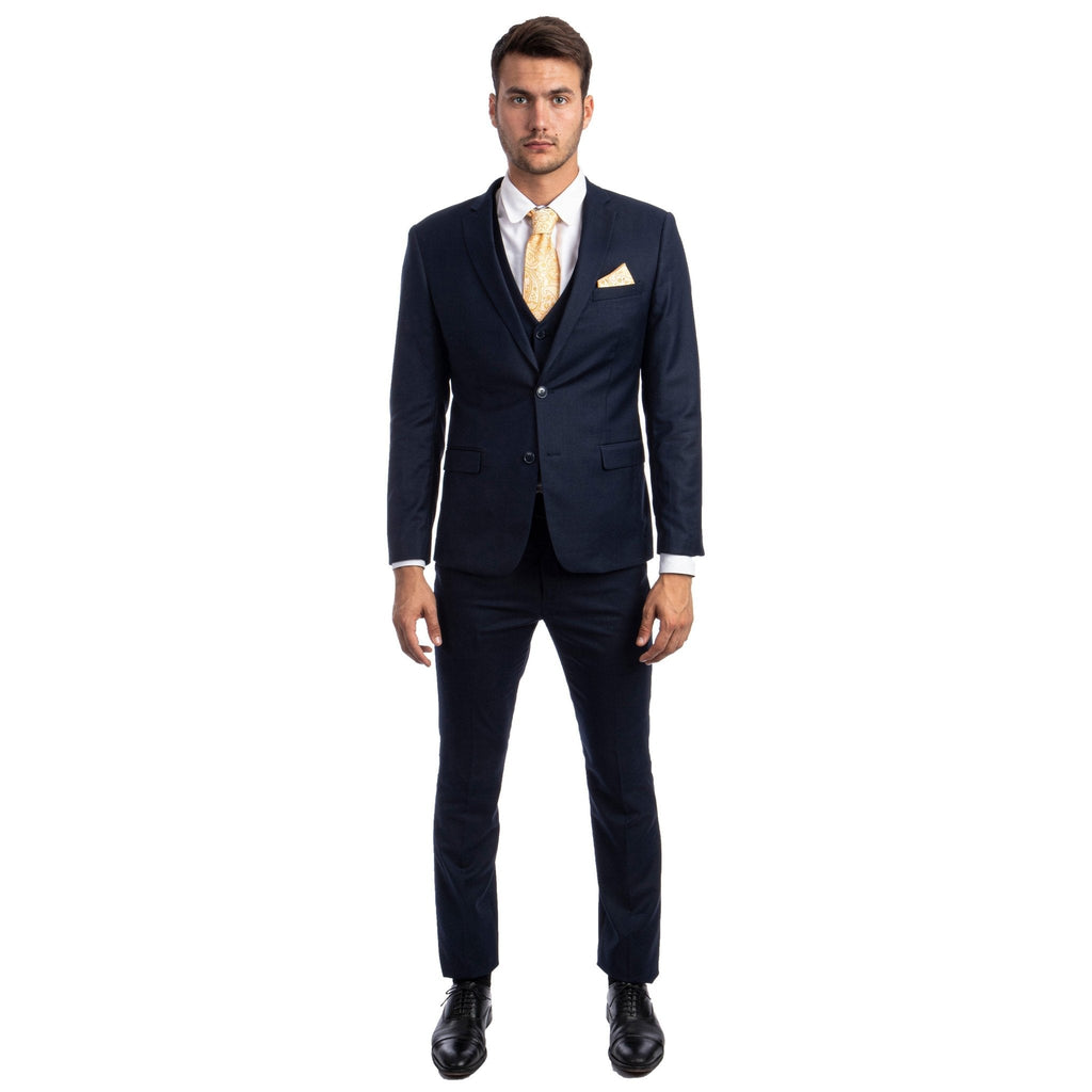 Men's Skinny - Fit Solid 3pc Suit - Bundle Bus