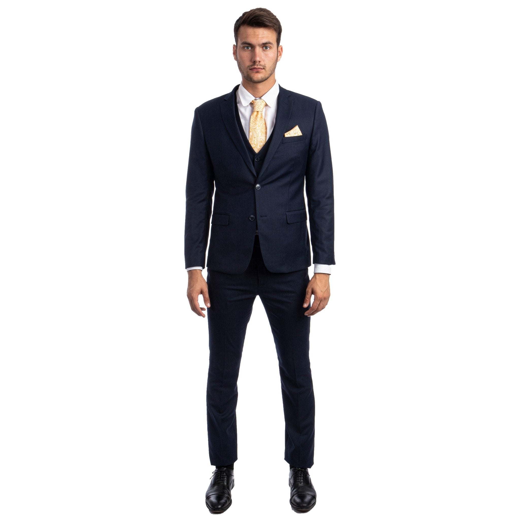 Men's Skinny - Fit Solid 3pc Suit - Bundle Bus