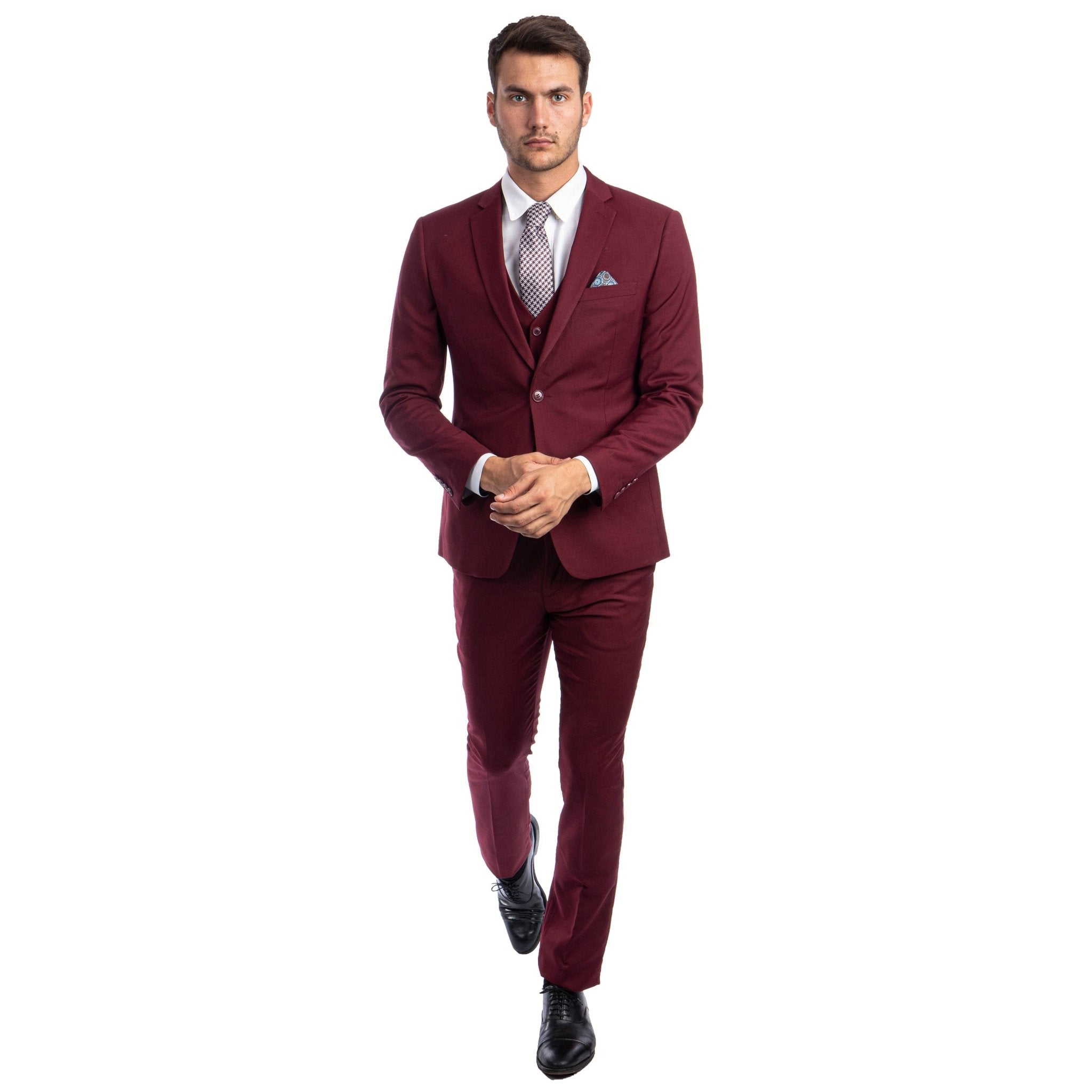 Men's Skinny - Fit Solid 3pc Suit - Bundle Bus