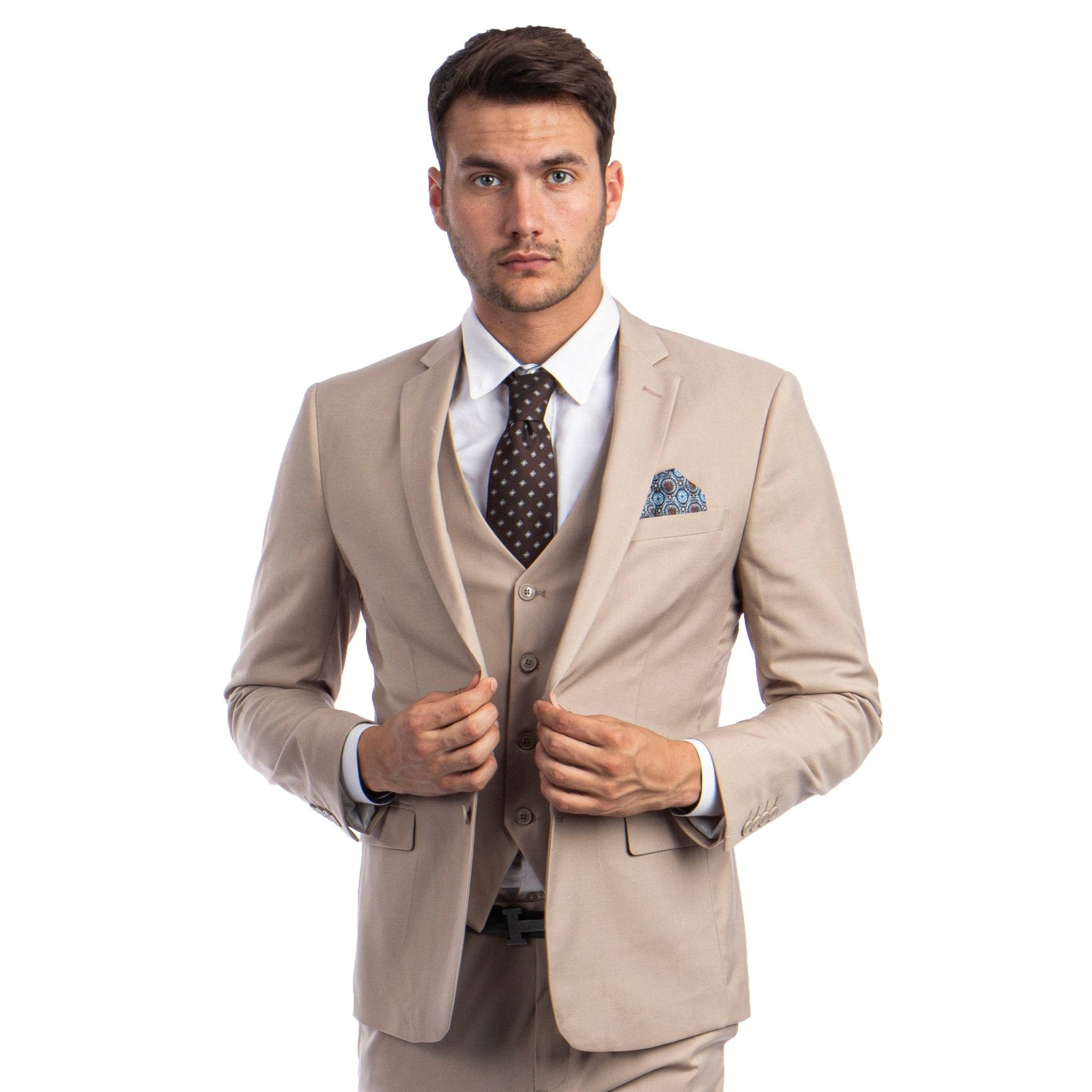 Men's Skinny - Fit Solid 3pc Suit - Bundle Bus