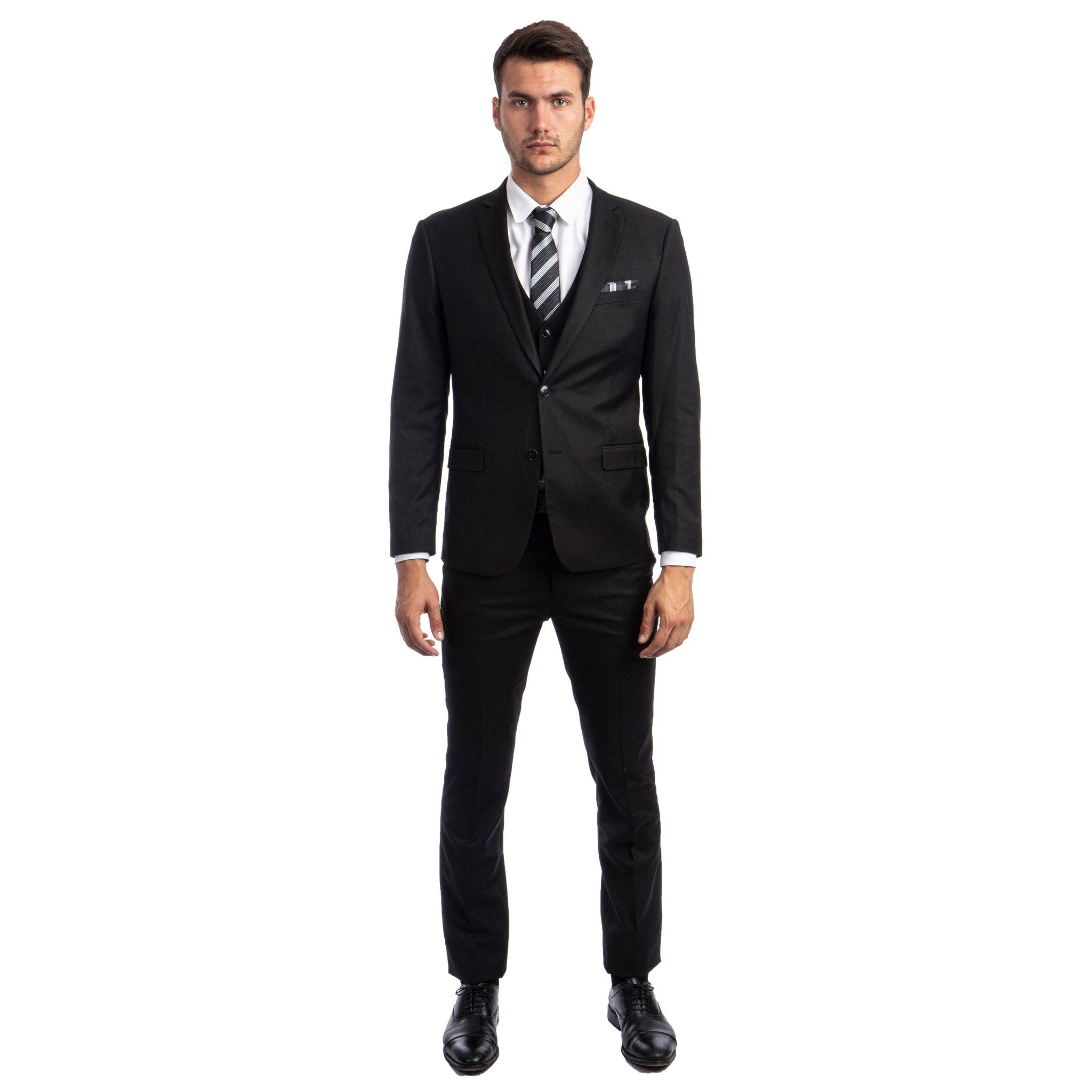 Men's Skinny - Fit Solid 3pc Suit - Bundle Bus