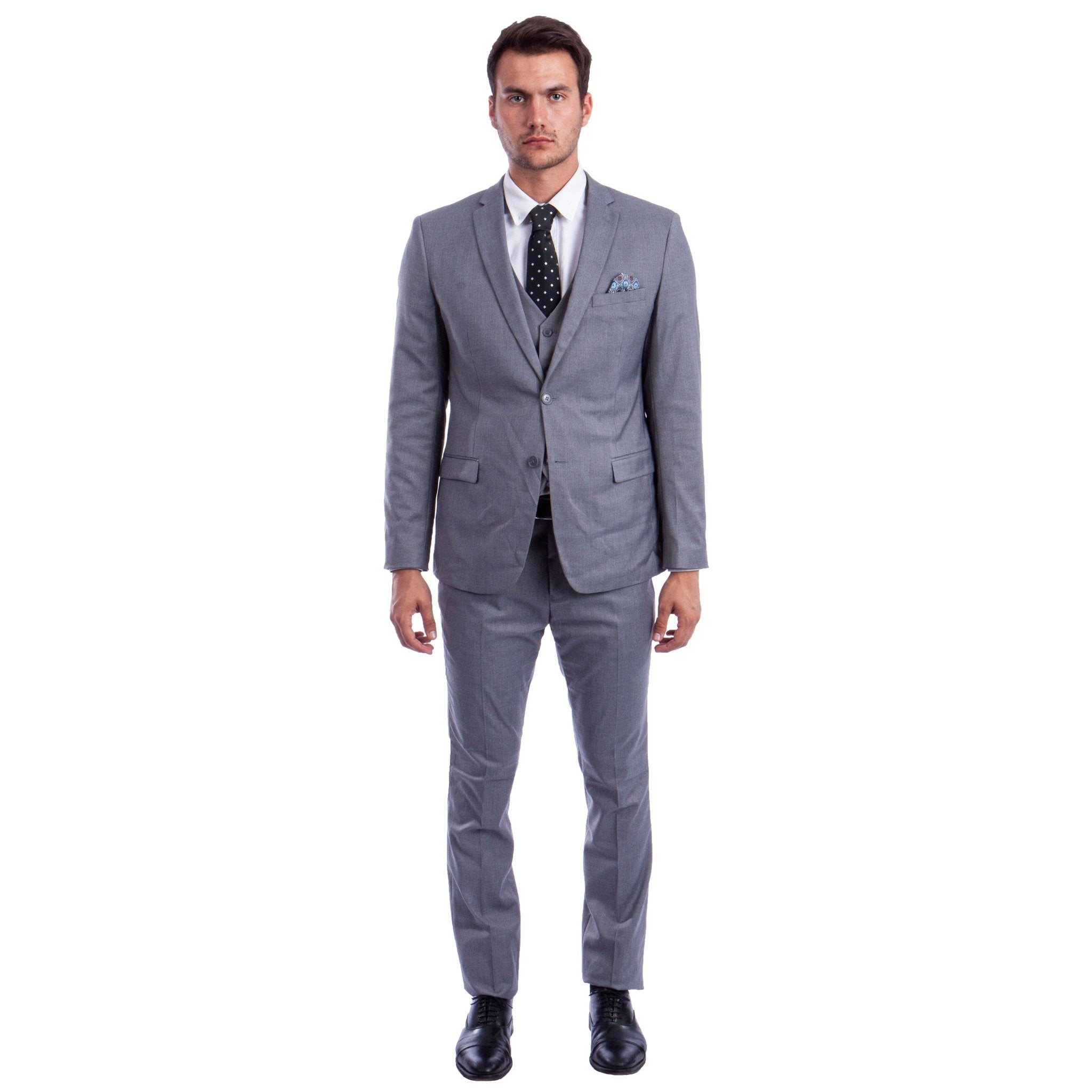 Men's Skinny - Fit Solid 3pc Suit - Bundle Bus