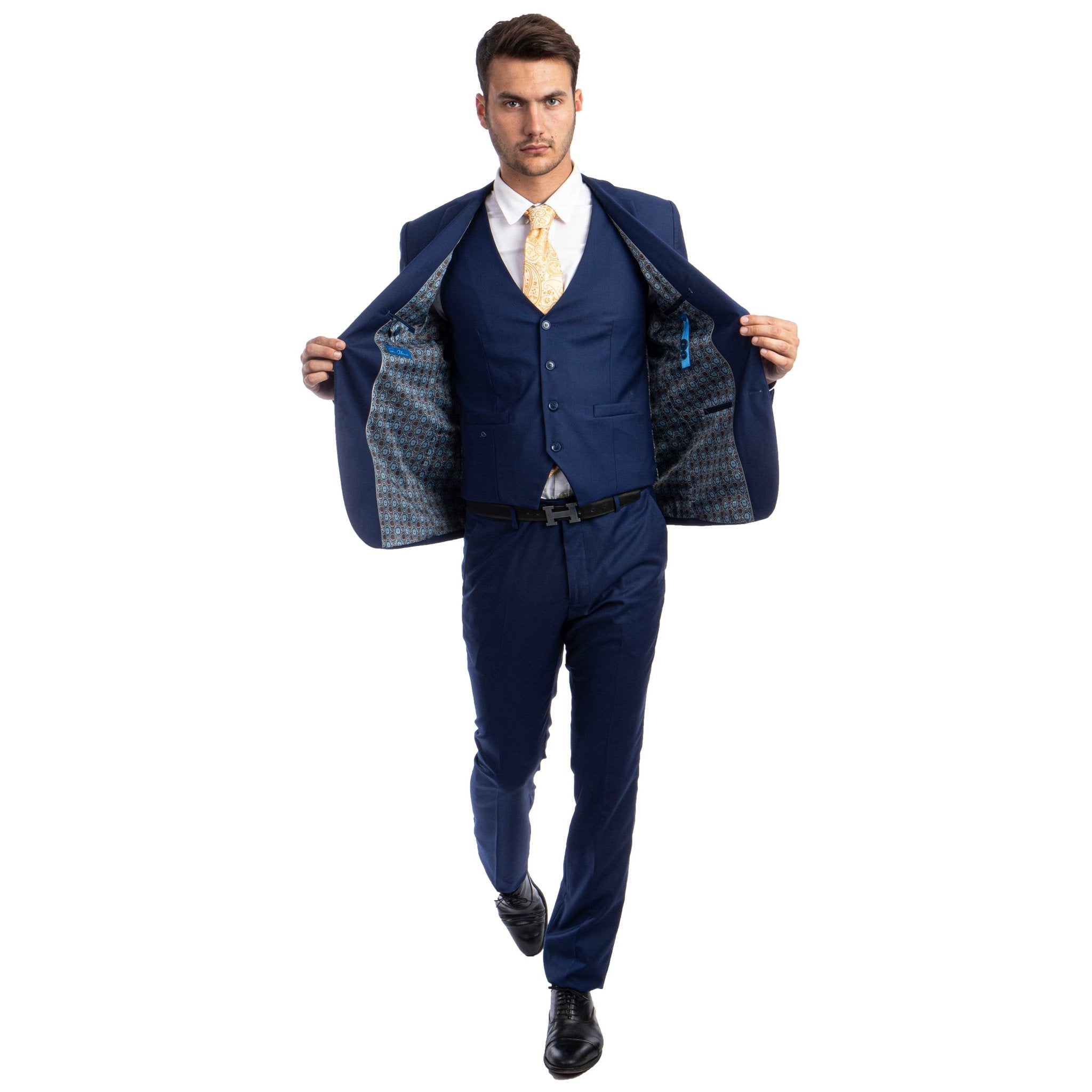 Men's Skinny - Fit Solid 3pc Suit - Bundle Bus