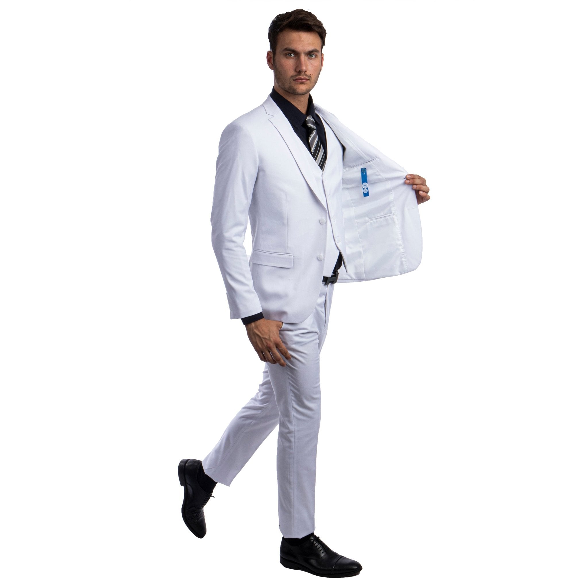 Men's Skinny - Fit Solid 3pc Suit - Bundle Bus