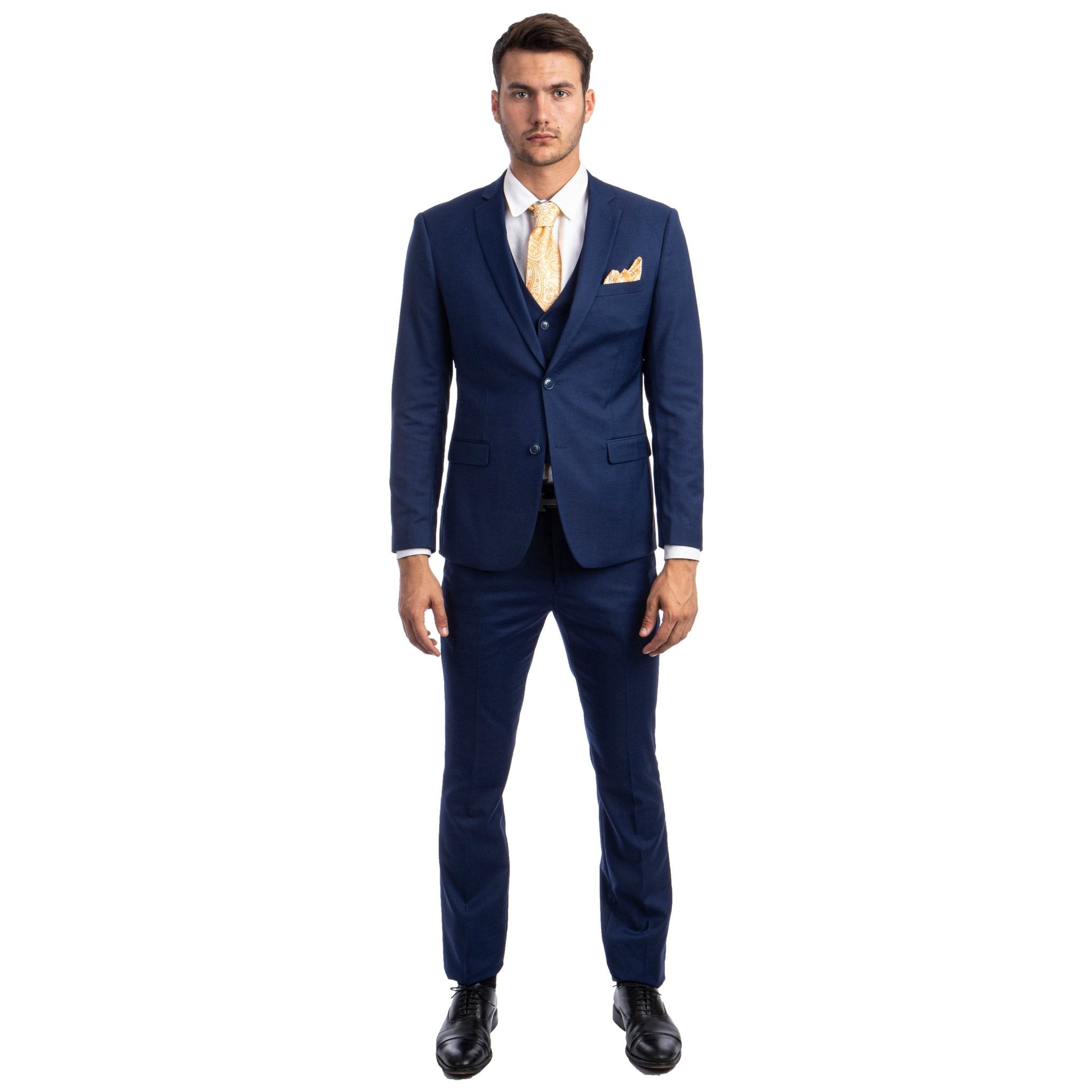 Men's Skinny - Fit Solid 3pc Suit - Bundle Bus
