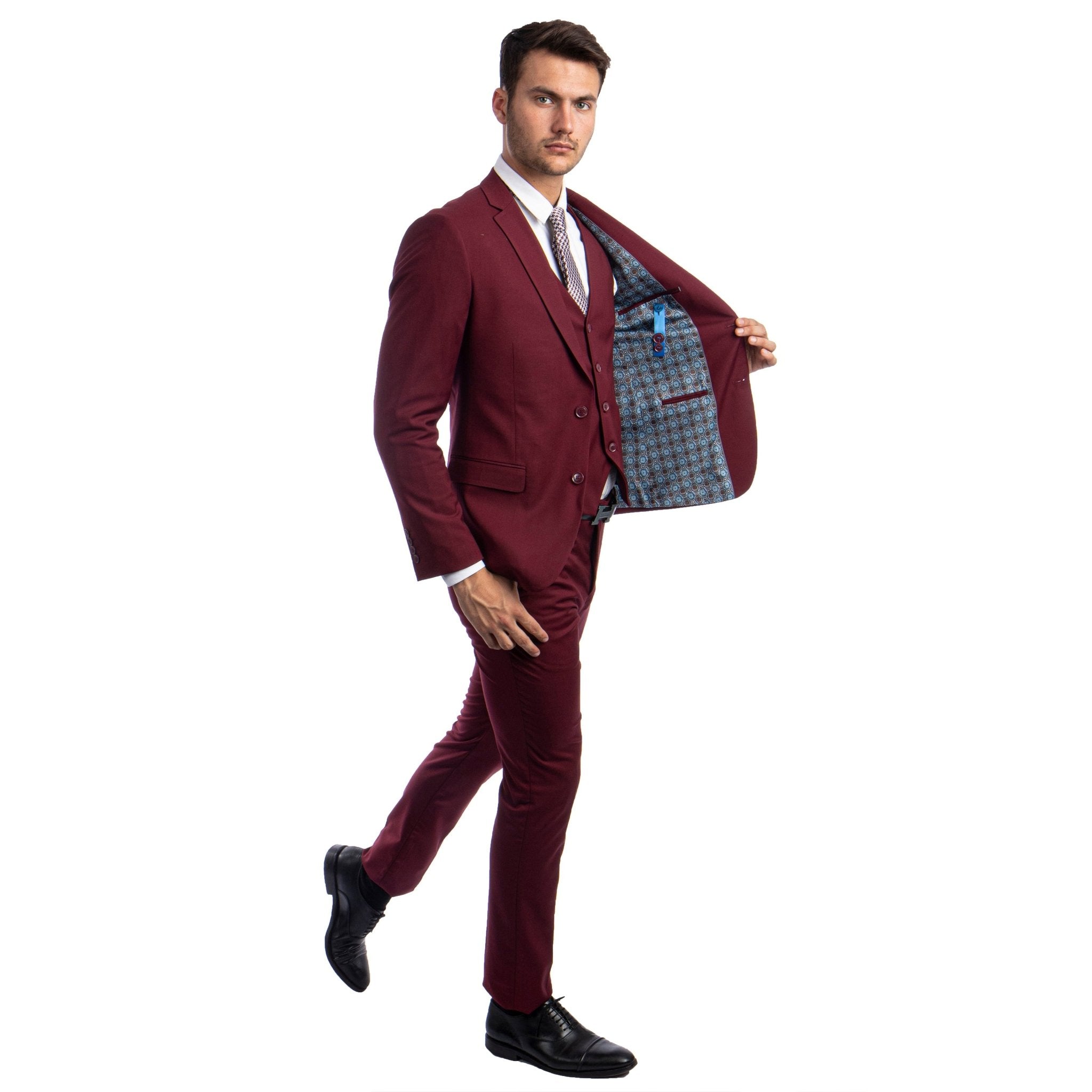 Men's Skinny - Fit Solid 3pc Suit - Bundle Bus