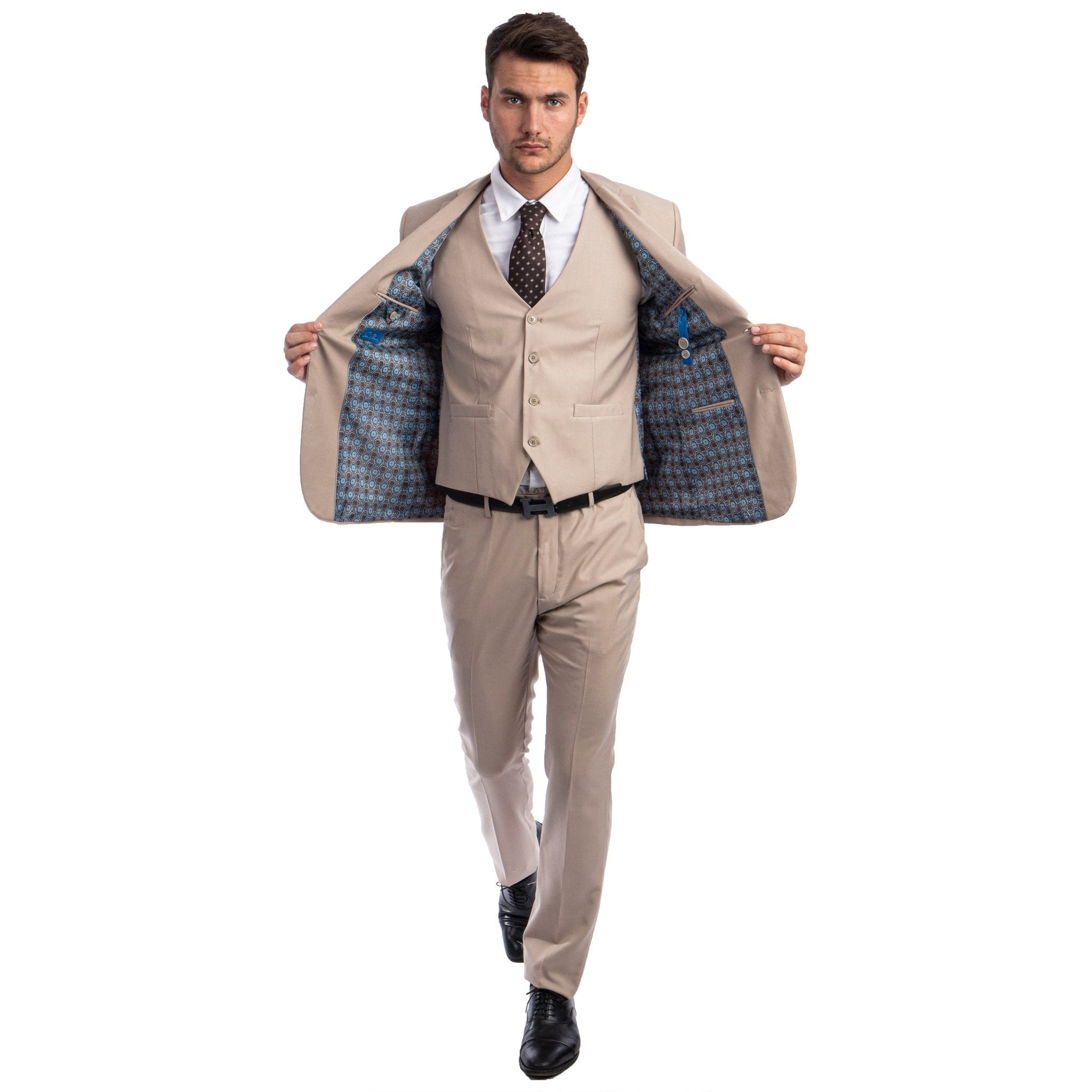 Men's Skinny - Fit Solid 3pc Suit - Bundle Bus