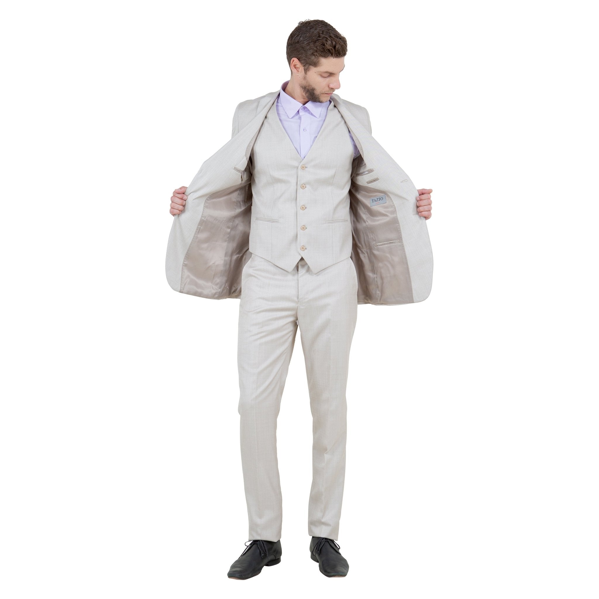 Men's Slim - Fit 3pc Suit, Notch Lapel - Bundle Bus