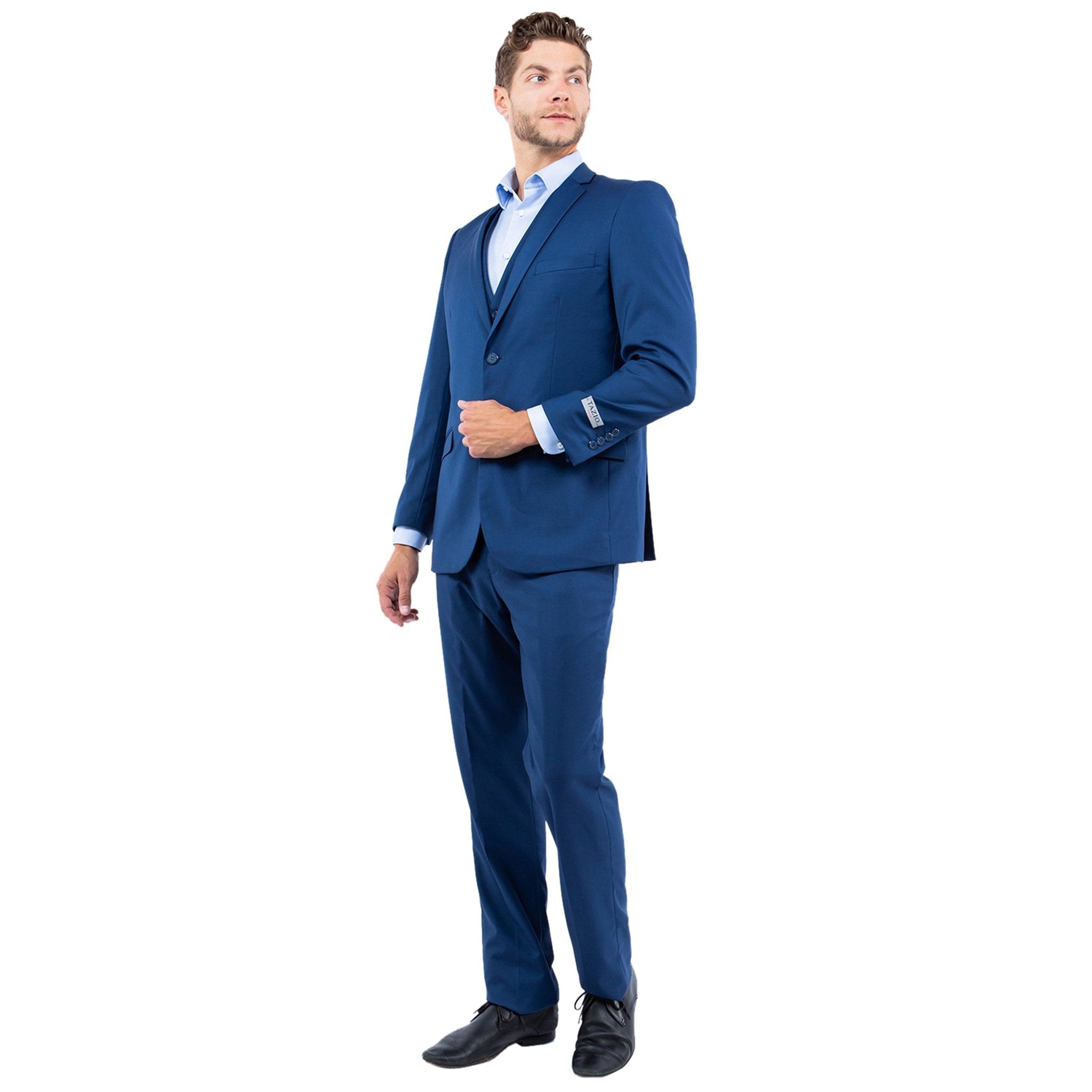 Men's Slim - Fit 3pc Suit, Notch Lapel - Bundle Bus