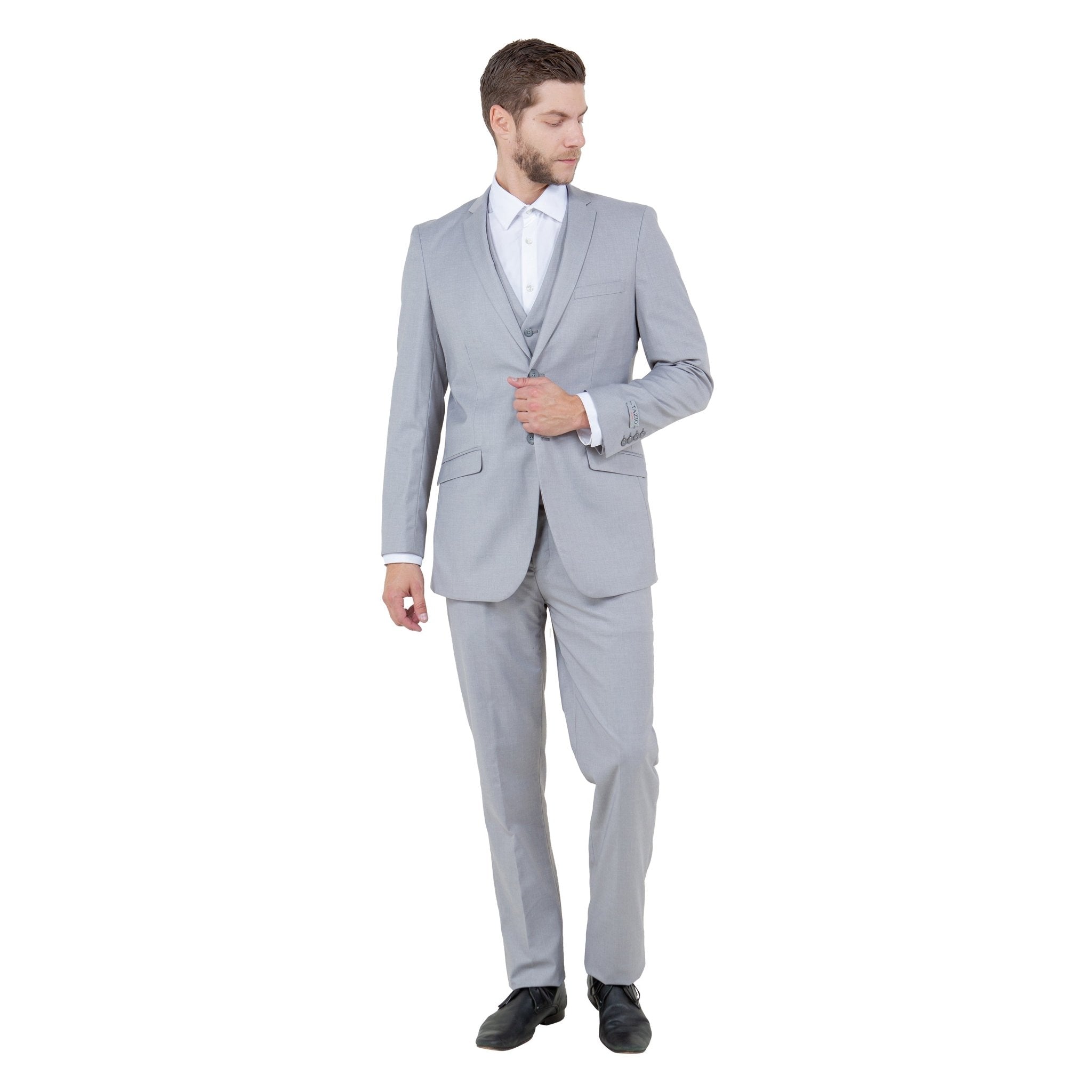 Men's Slim - Fit 3pc Suit, Notch Lapel - Bundle Bus