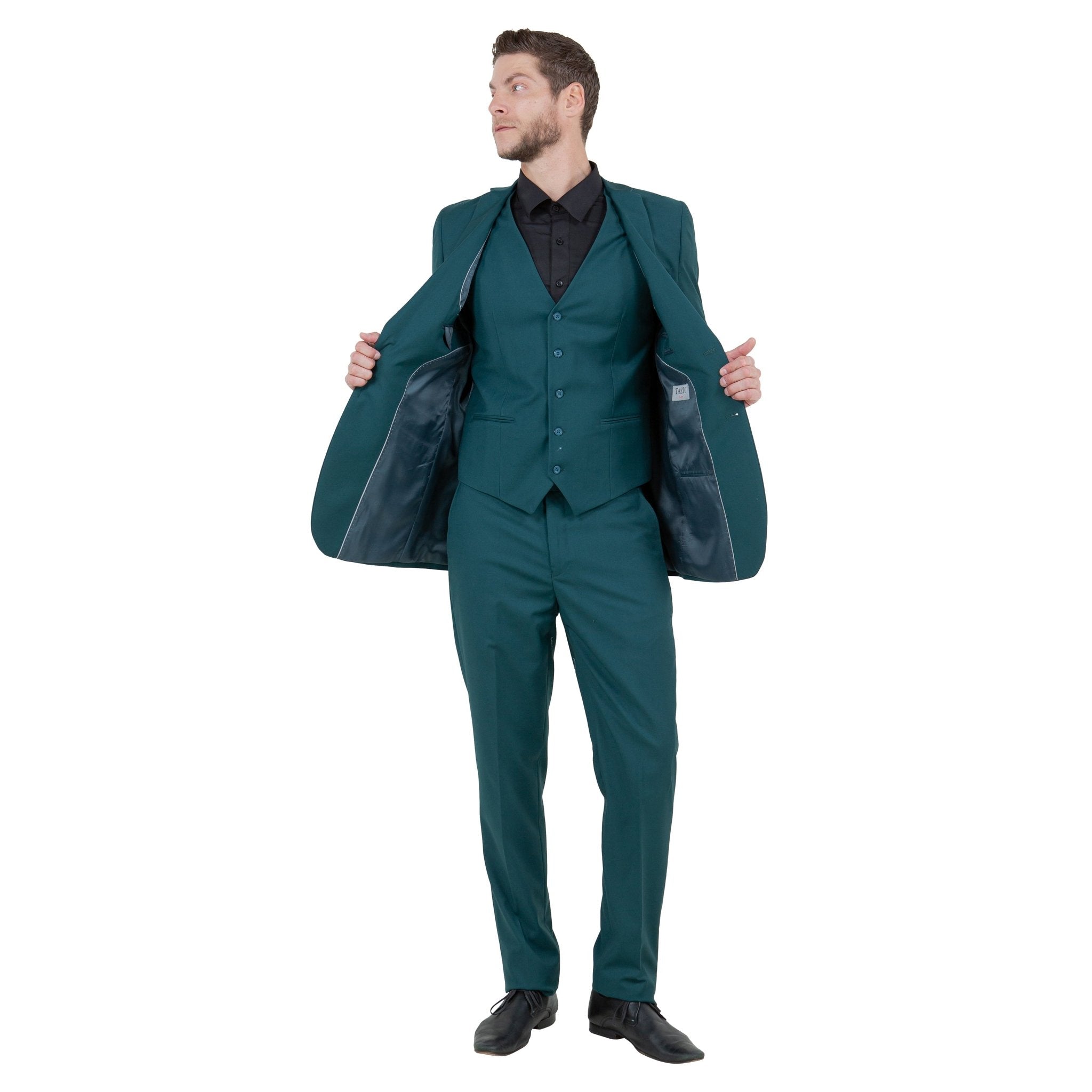 Men's Slim - Fit 3pc Suit, Notch Lapel - Bundle Bus