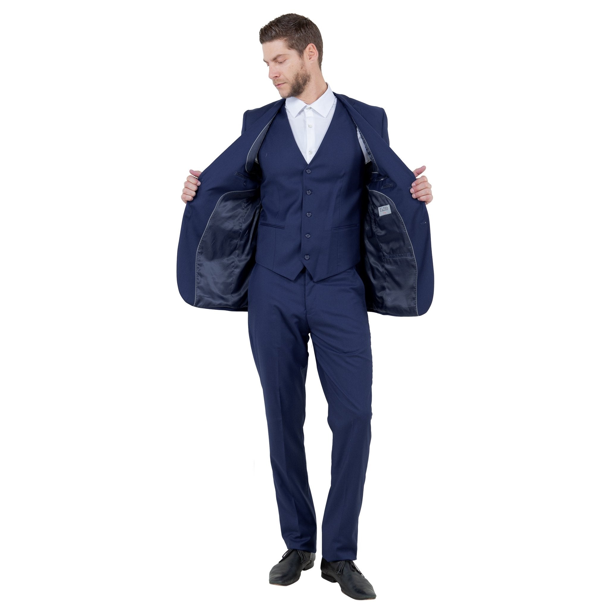 Men's Slim - Fit 3pc Suit, Notch Lapel - Bundle Bus