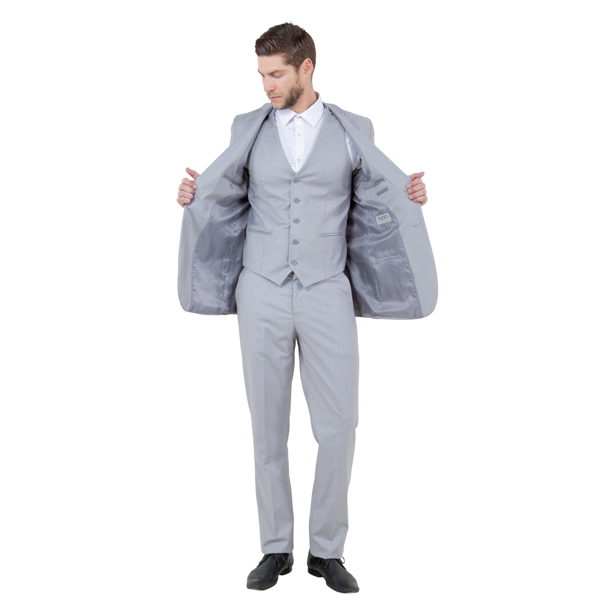 Men's Slim - Fit 3pc Suit, Notch Lapel - Bundle Bus