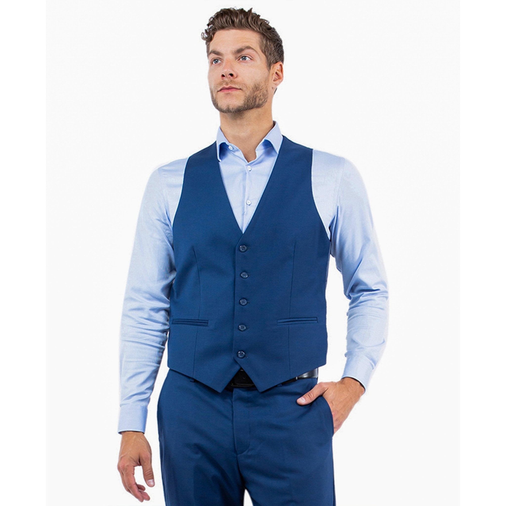 Men's Slim - Fit 3pc Suit, Notch Lapel - Bundle Bus