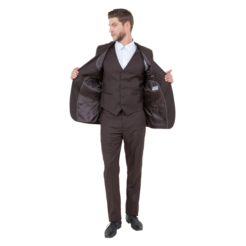 Men's Slim - Fit 3pc Suit, Notch Lapel - Bundle Bus