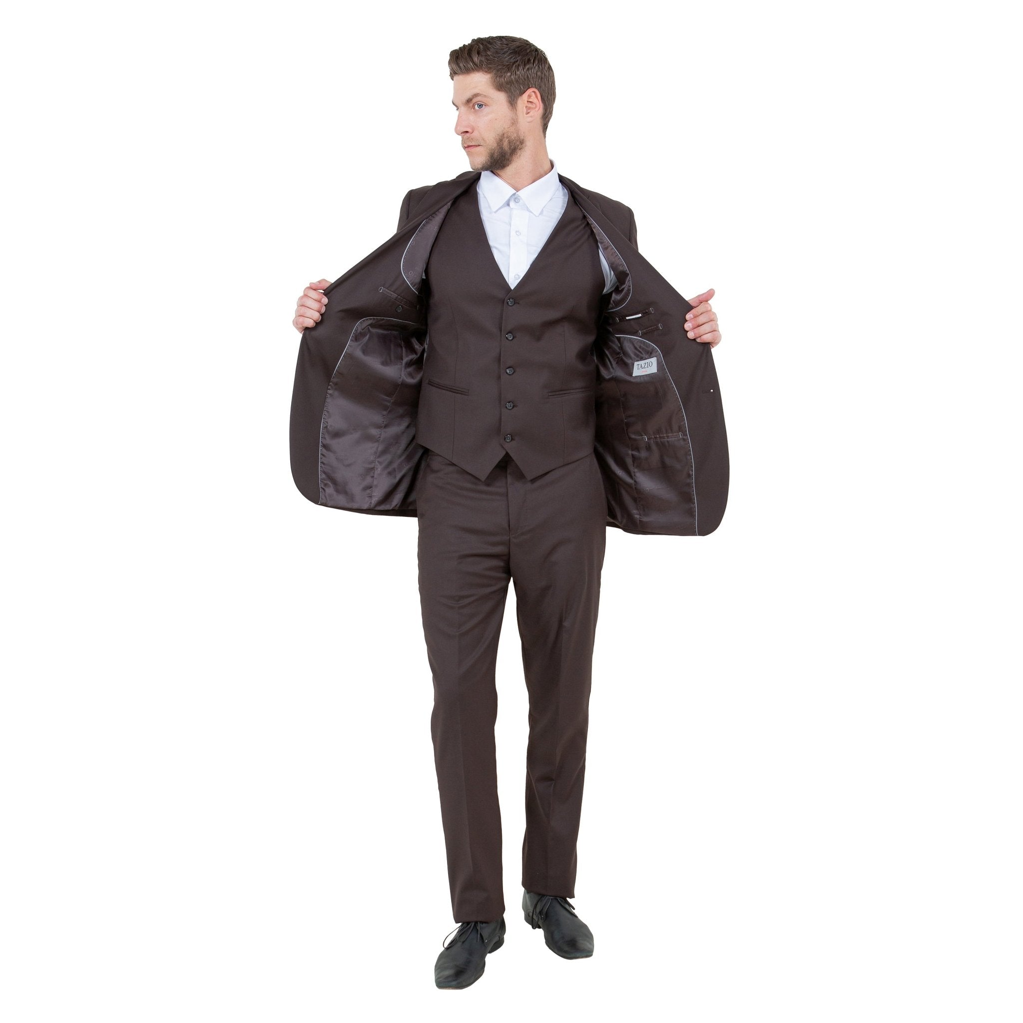 Men's Slim - Fit 3pc Suit, Notch Lapel - Bundle Bus