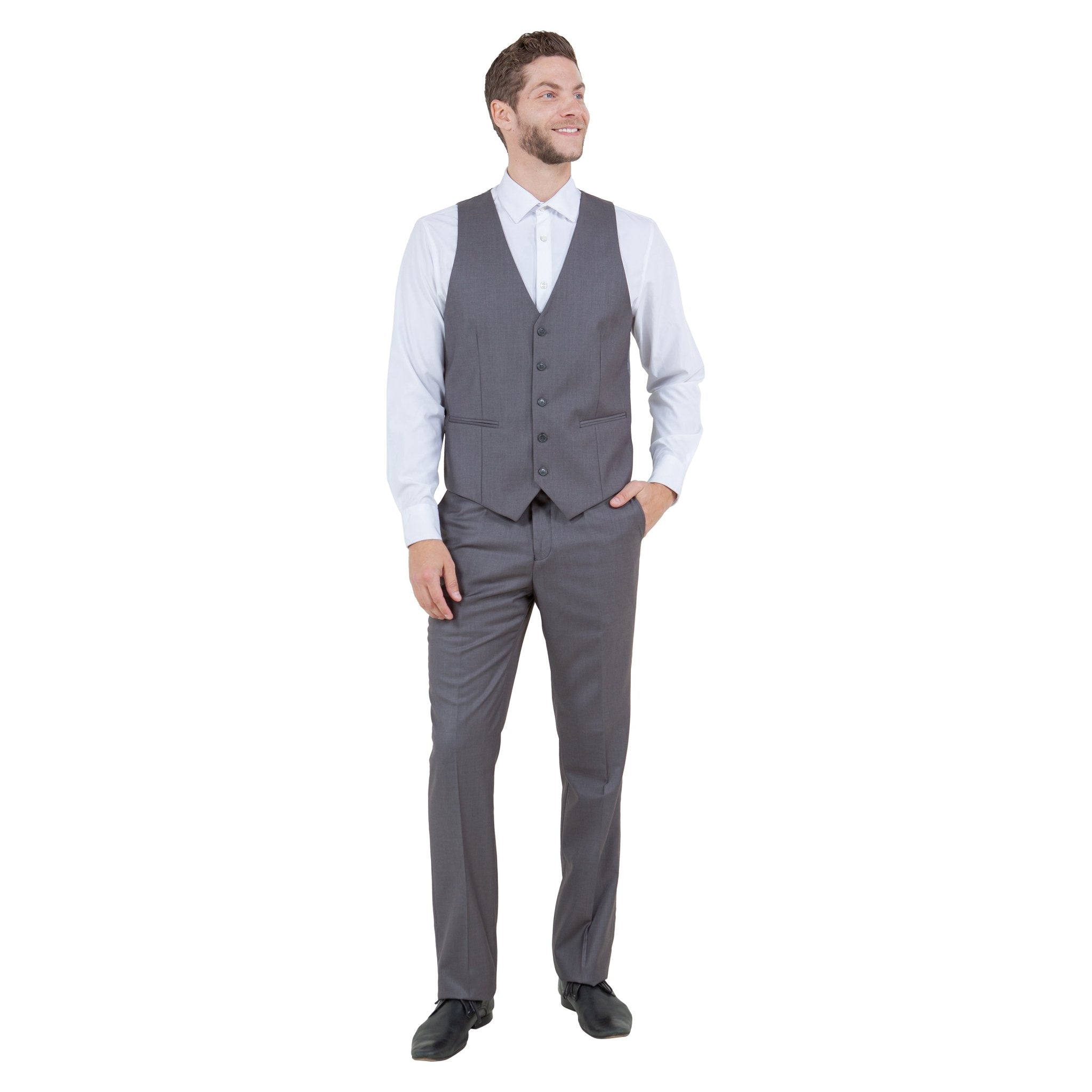 Men's Slim - Fit 3pc Suit, Notch Lapel - Bundle Bus