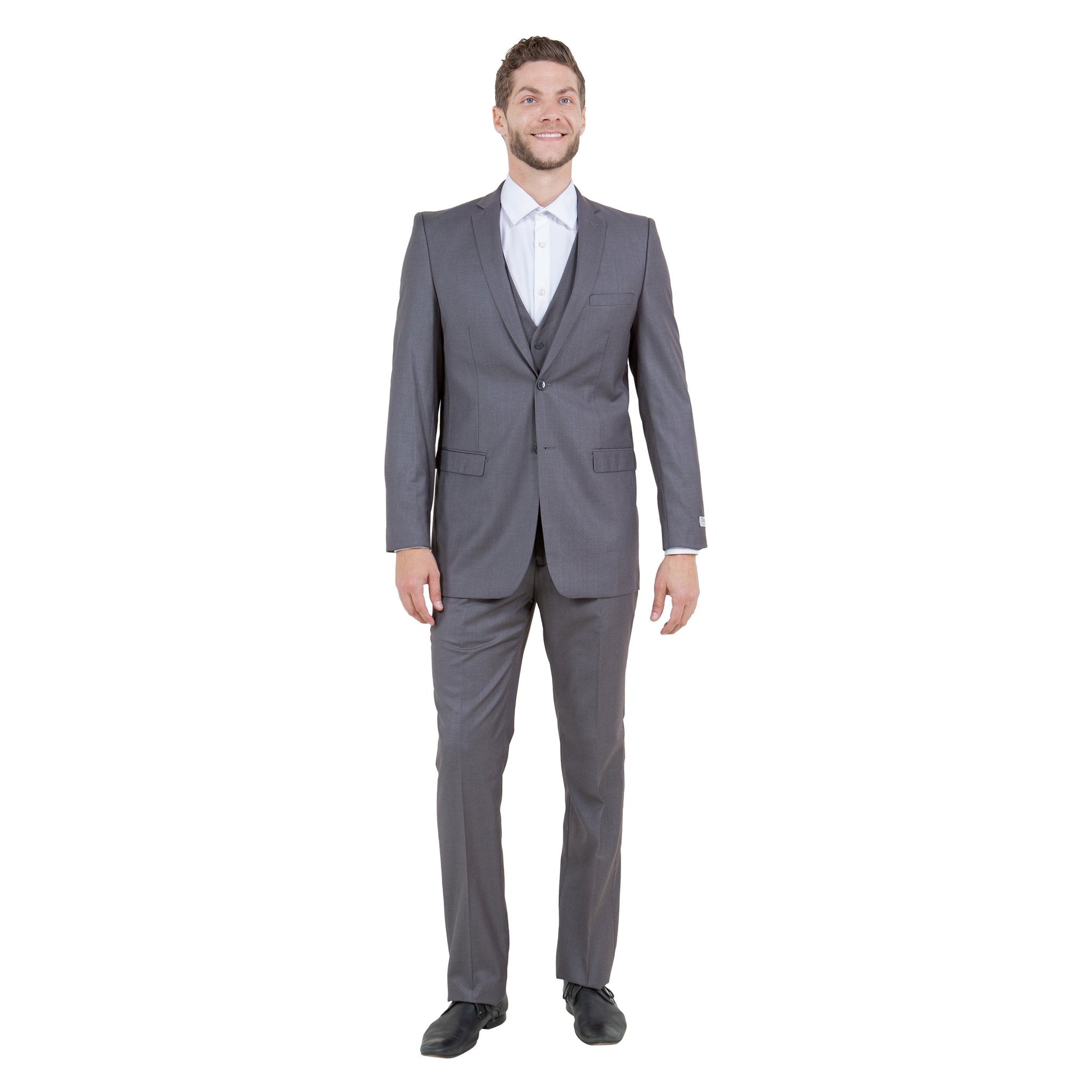 Men's Slim - Fit 3pc Suit, Notch Lapel - Bundle Bus