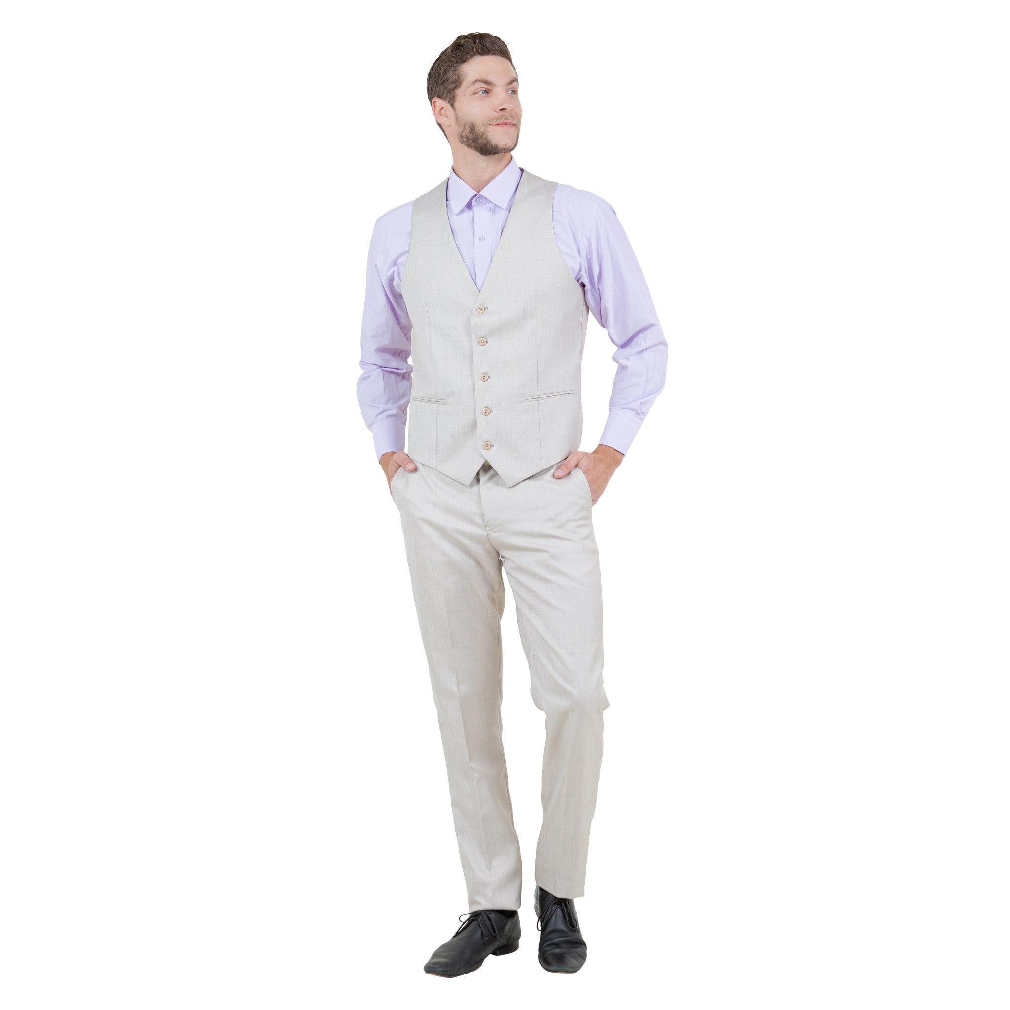 Men's Slim - Fit 3pc Suit, Notch Lapel - Bundle Bus