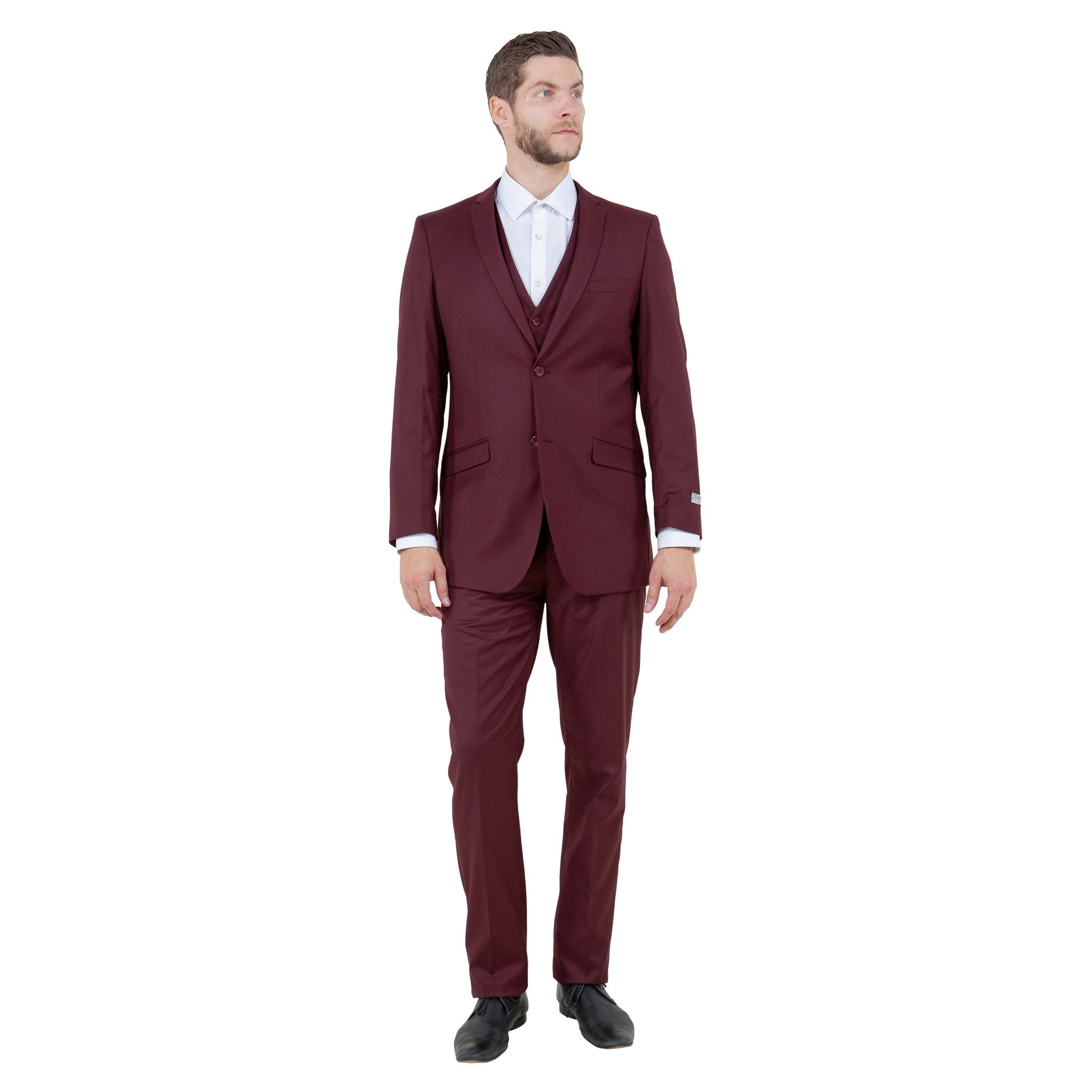 Men's Slim - Fit 3pc Suit, Notch Lapel - Bundle Bus