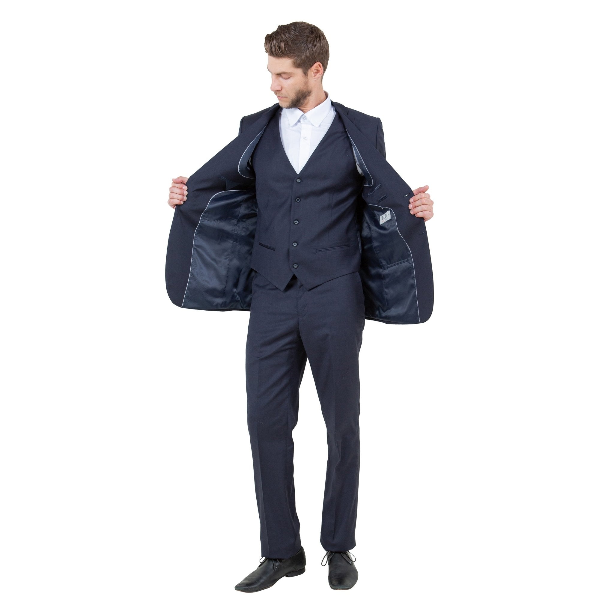 Men's Slim - Fit 3pc Suit, Notch Lapel - Bundle Bus