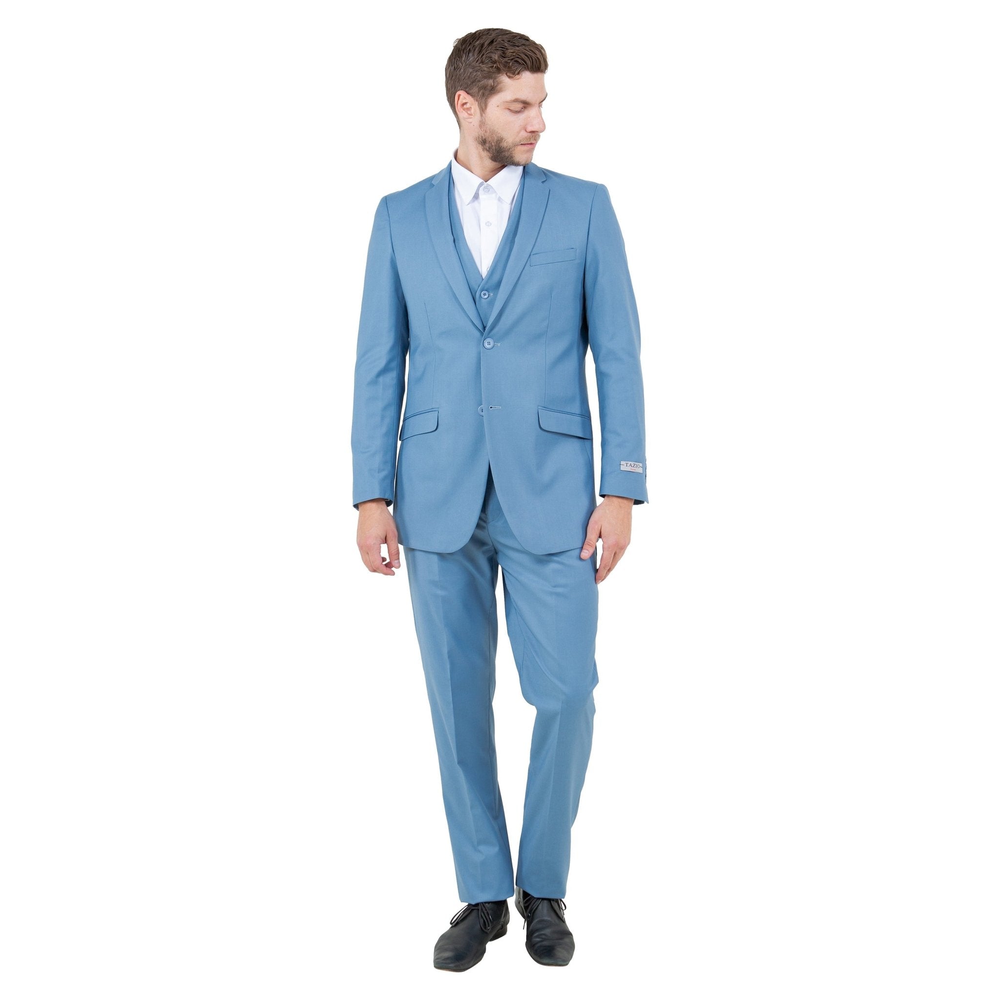 Men's Slim - Fit 3pc Suit, Notch Lapel - Bundle Bus