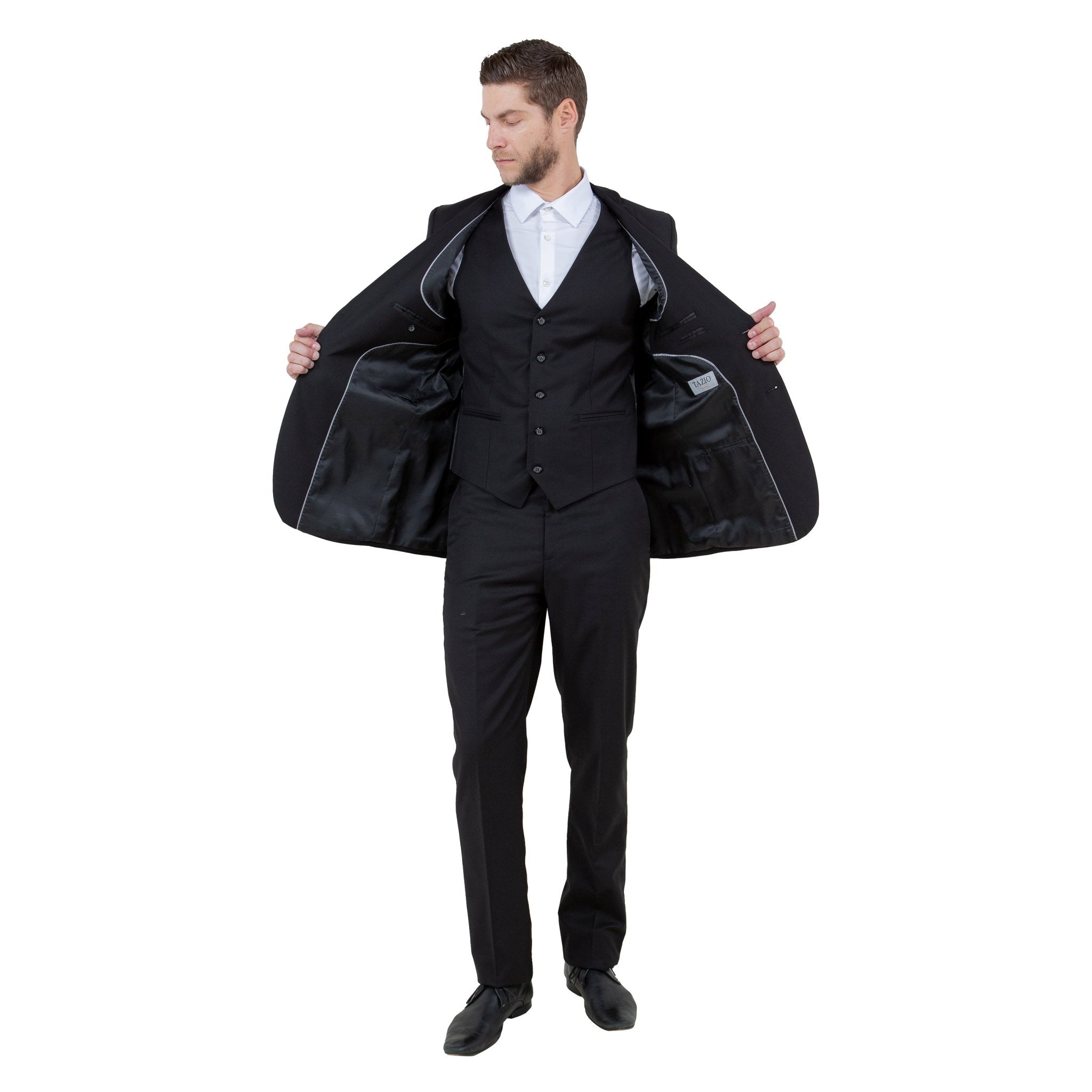 Men's Slim - Fit 3pc Suit, Notch Lapel - Bundle Bus