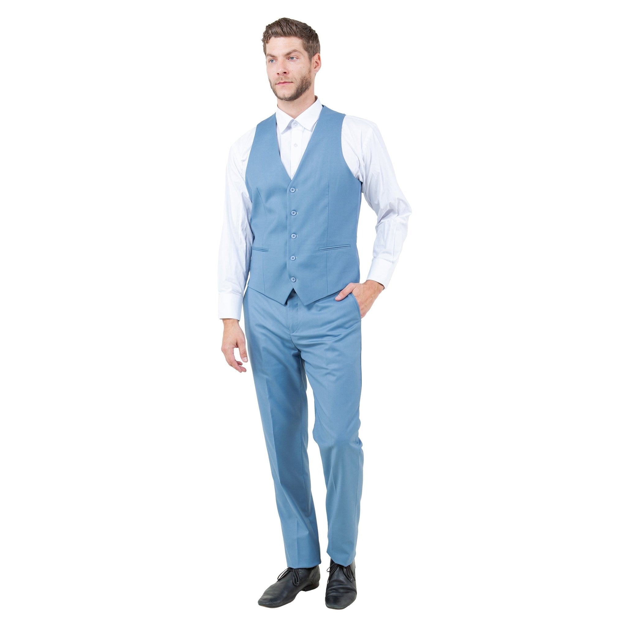 Men's Slim - Fit 3pc Suit, Notch Lapel - Bundle Bus