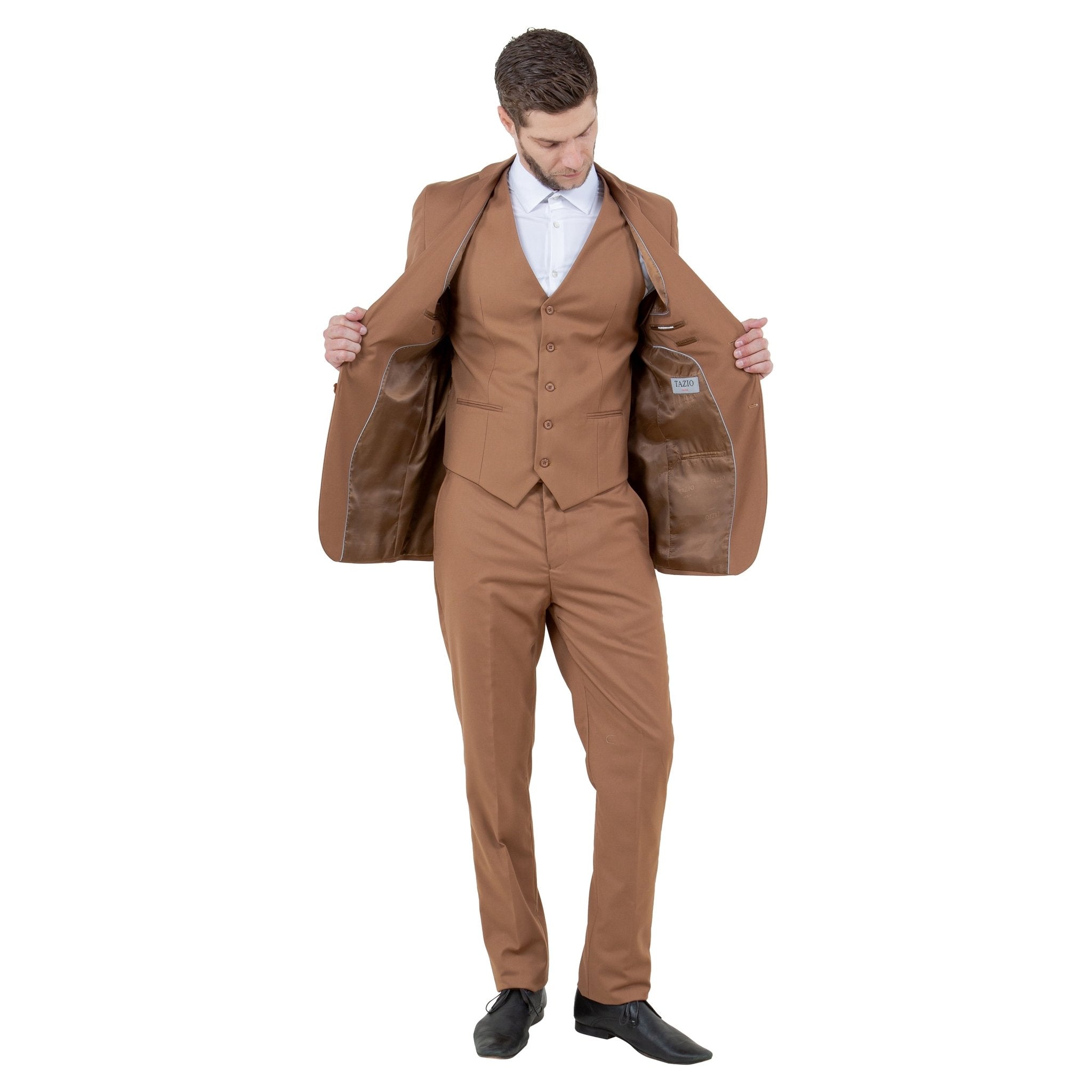 Men's Slim - Fit 3pc Suit, Notch Lapel - Bundle Bus