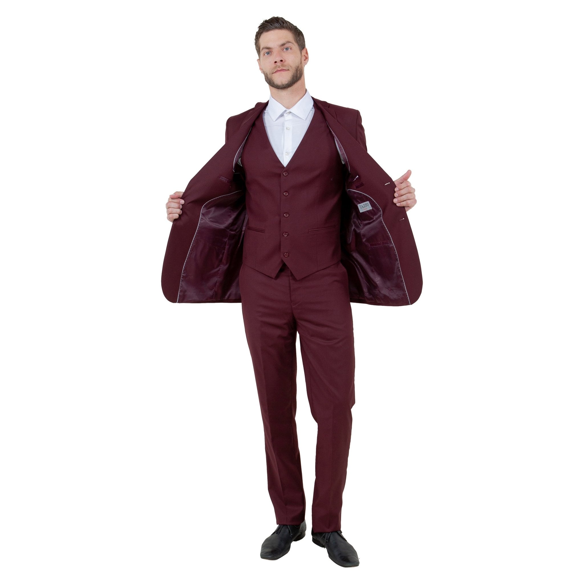 Men's Slim - Fit 3pc Suit, Notch Lapel - Bundle Bus