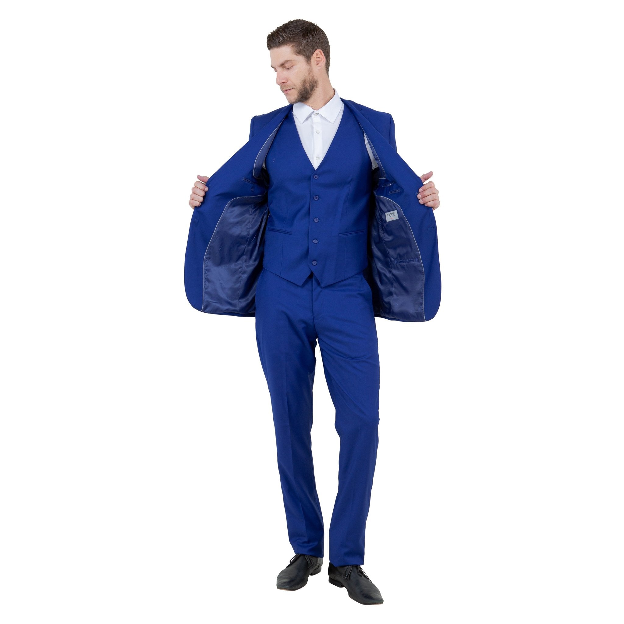 Men's Slim - Fit 3pc Suit, Notch Lapel - Bundle Bus