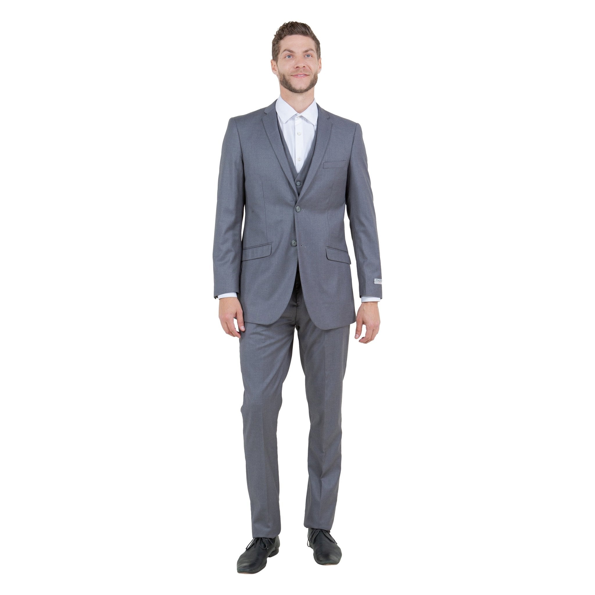Men's Slim - Fit 3pc Suit, Notch Lapel - Bundle Bus