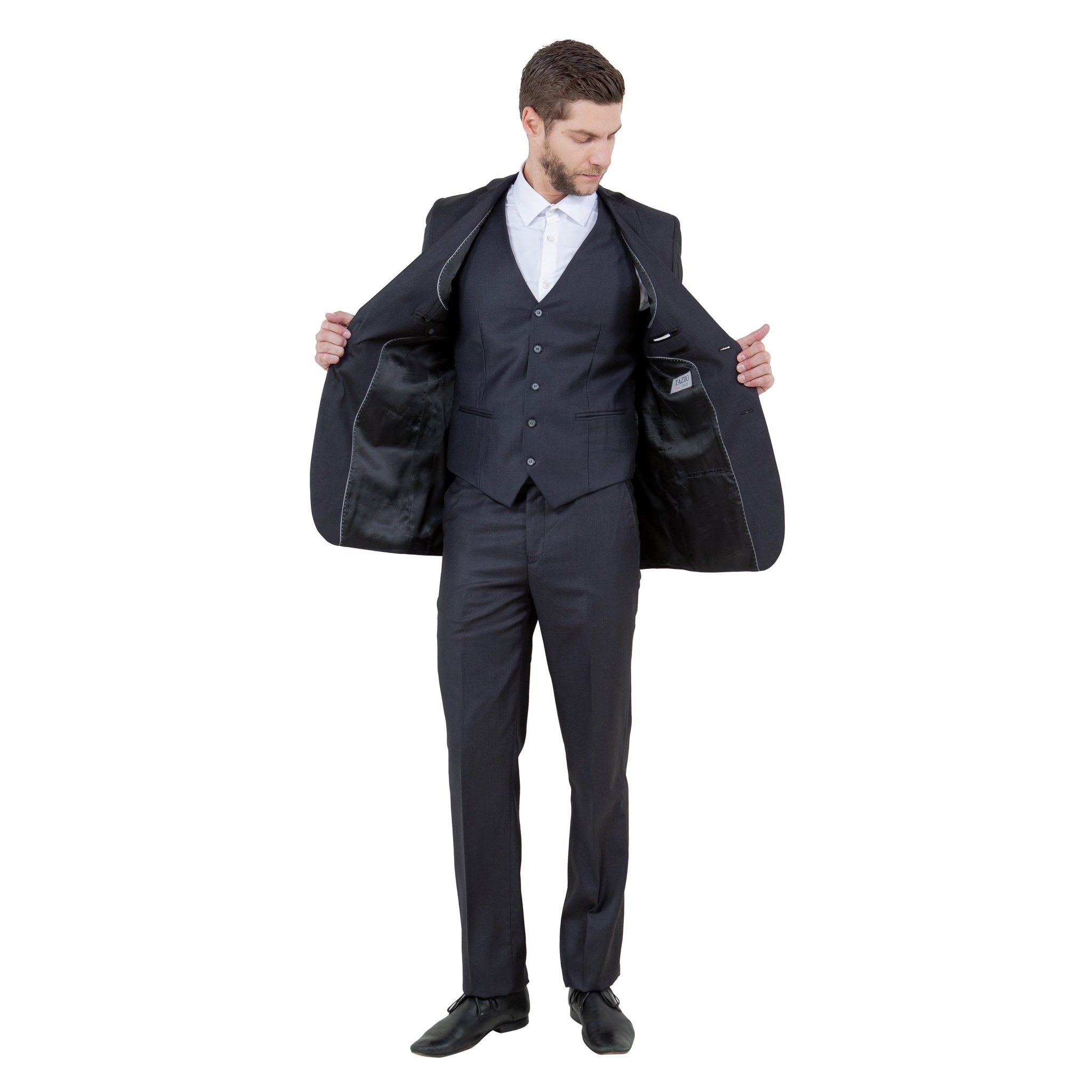 Men's Slim - Fit 3pc Suit, Notch Lapel - Bundle Bus